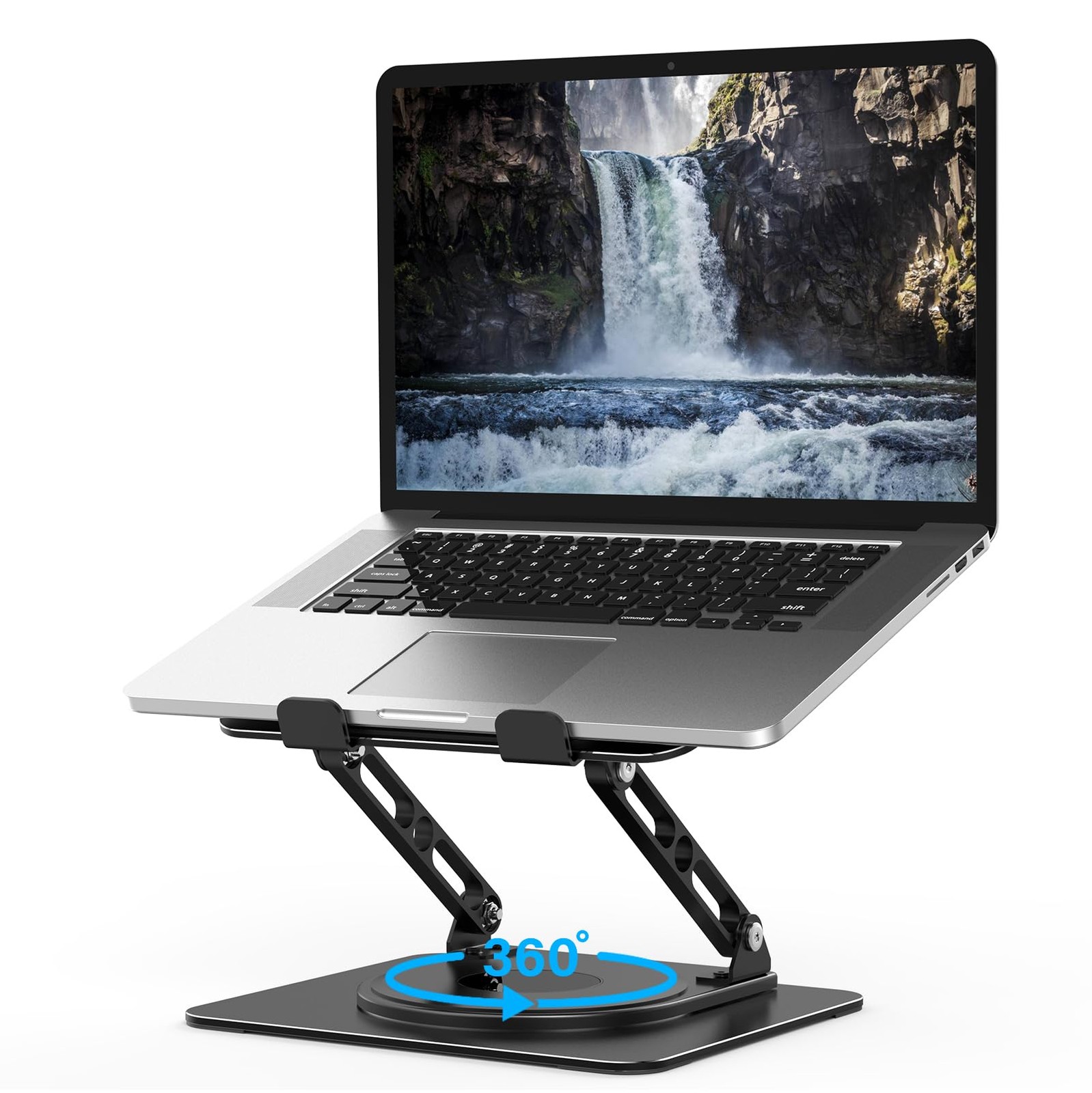 Gogoonike Adjustable Laptop Stand for Desk with 360 Rotating Dark Black-360°