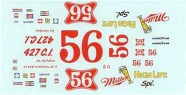 Winscals #56 Miller High Life Spl 1972 Jim Hurtibise 1/25 waterslideNascar decal