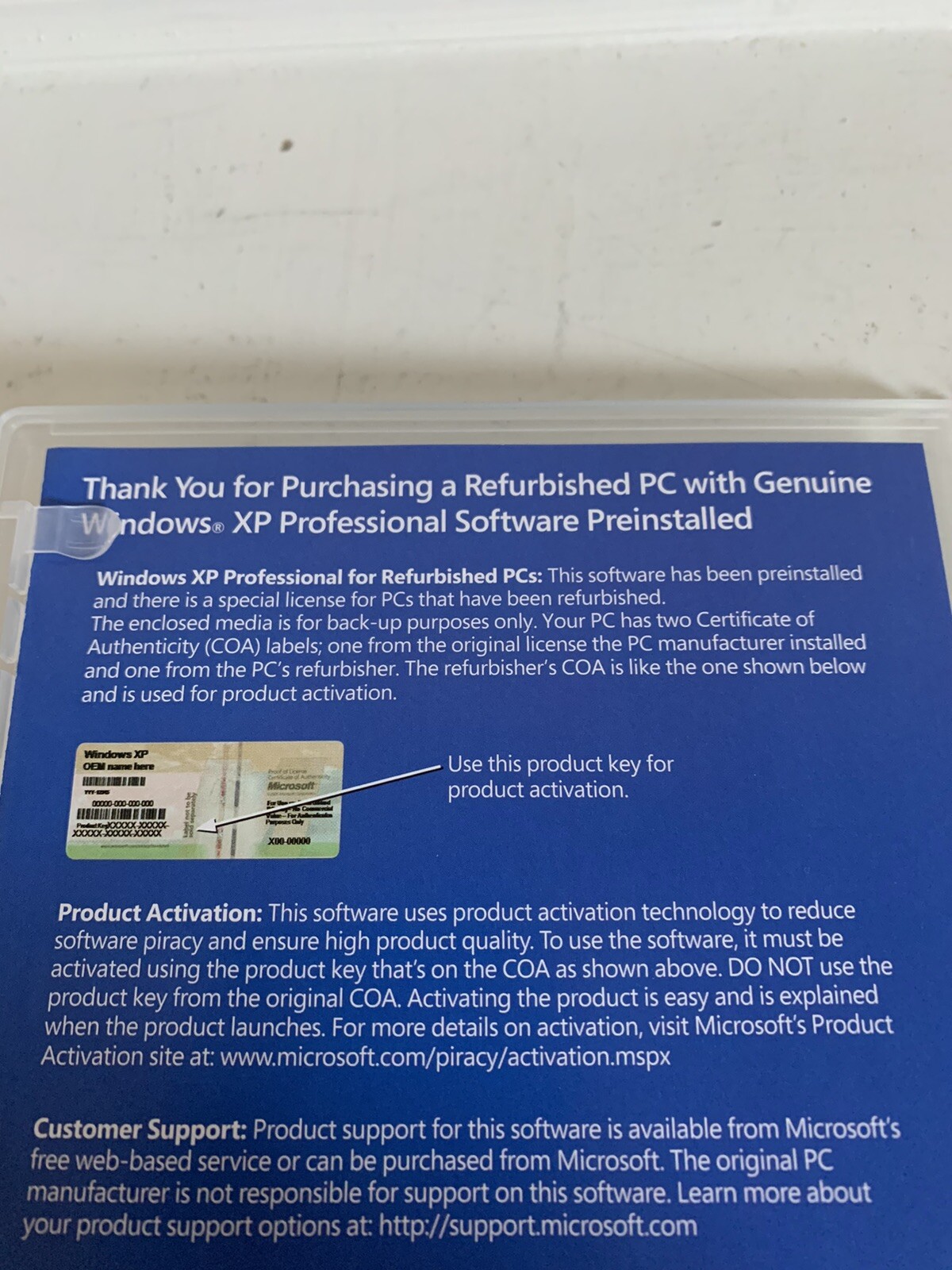 Windows XP Professional - Includes SP3 - For Refurbished PCs * No Product Key *