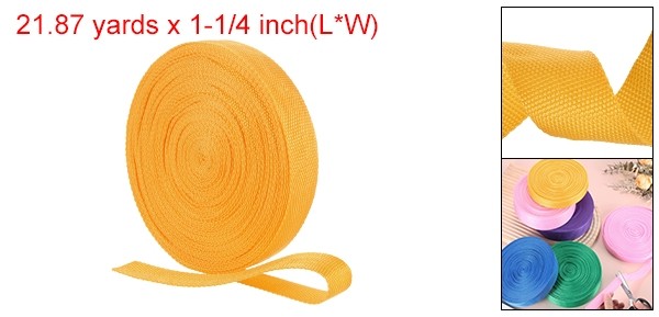 Nylon Webbing Strap, 22 Yards x 1-1/4" Polypropylene Flat Webbing Strap (Yellow)