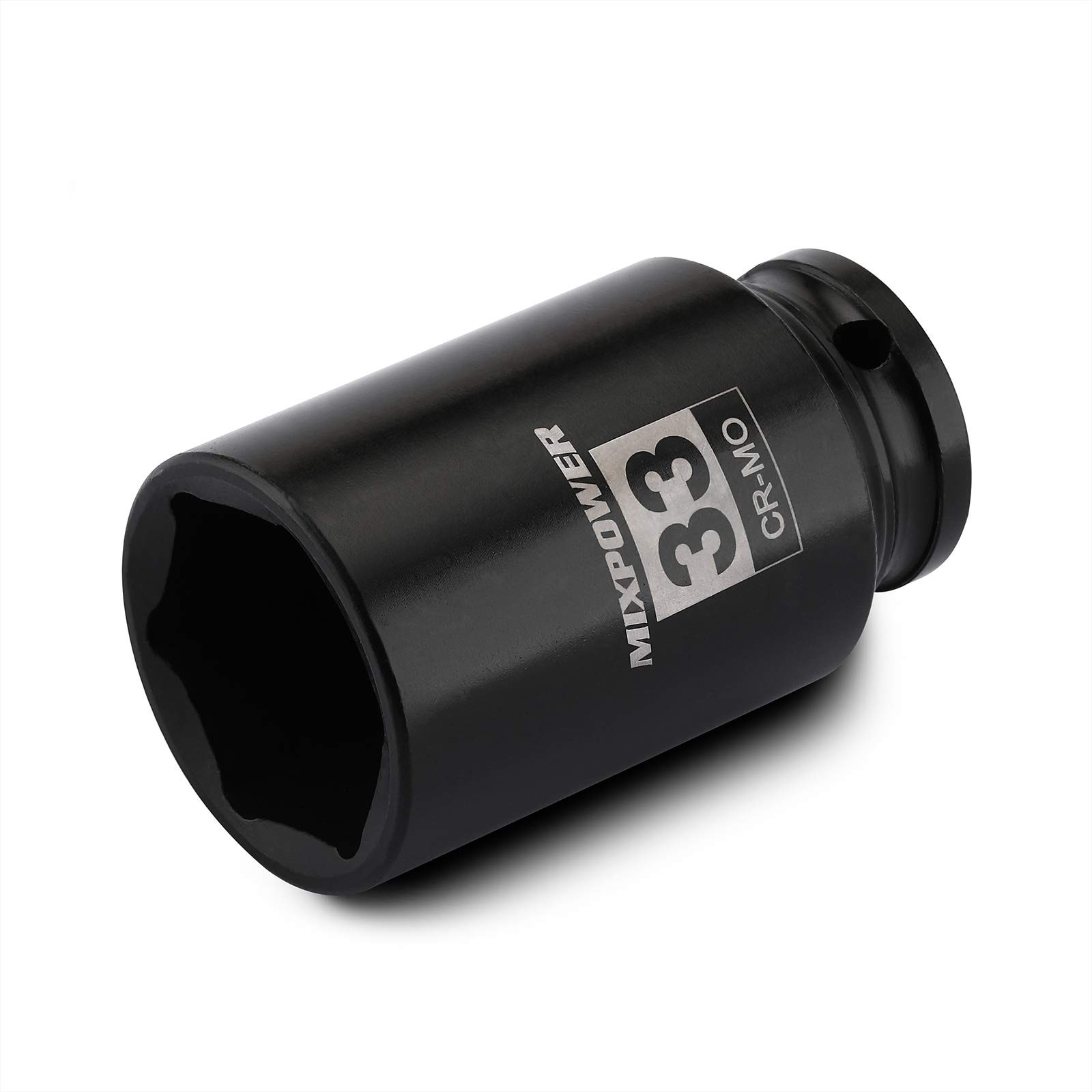 MIXPOWER 1/2" Drive Deep Impact Socket, CR-MO, 33 mm, METRIC, 6 Point, 33mm