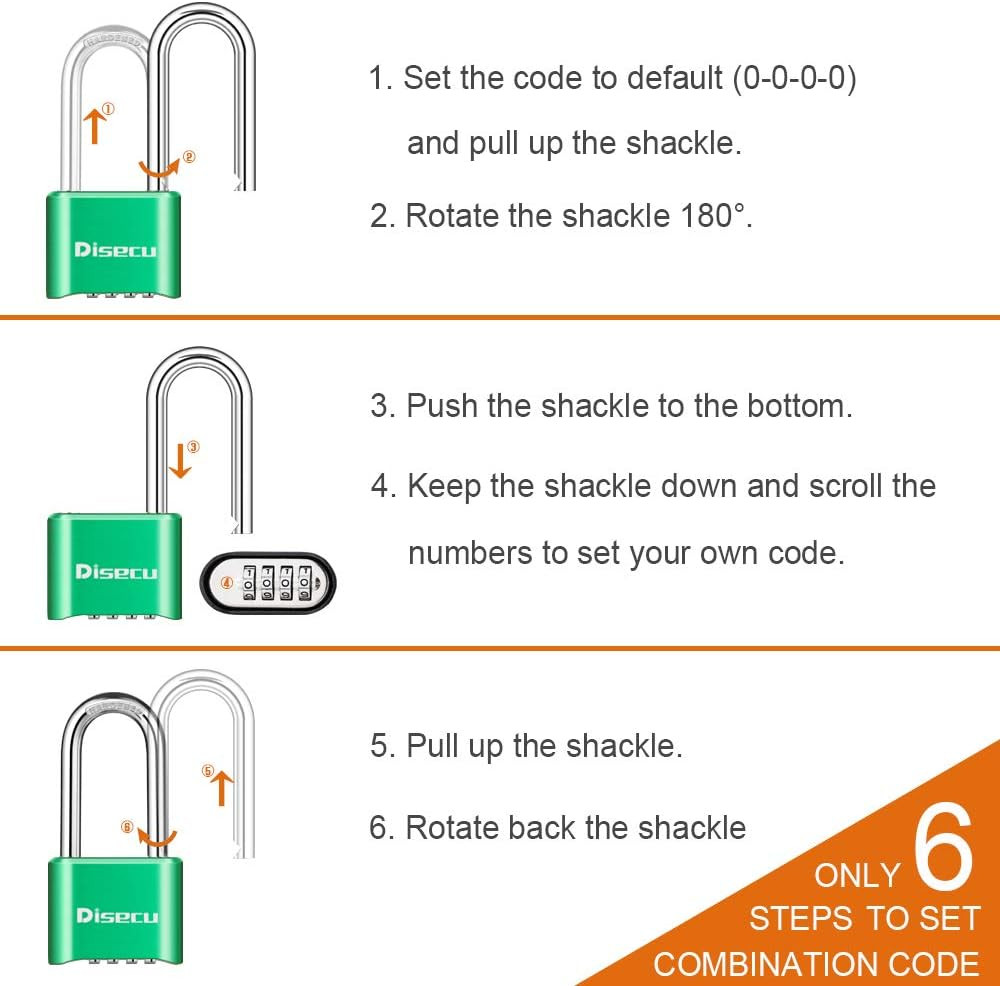 1 Pack  Heavy Duty 4 Digit Combination Lock, 2.5 Inch Long Shackle Outdoor Wa...