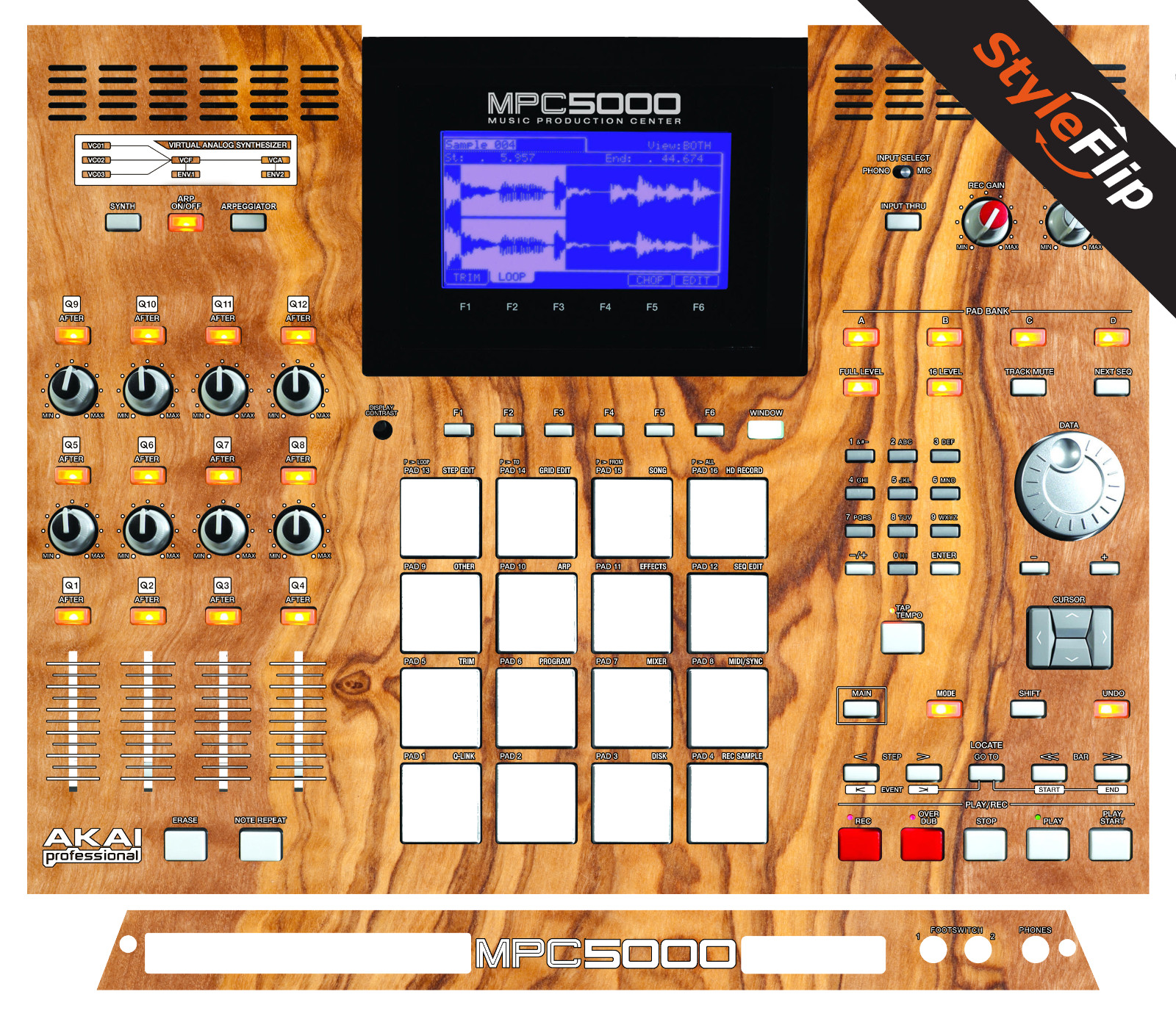 Akai MPC 5000 | Wood 6 | Protective Decal | StyleFlip Skins