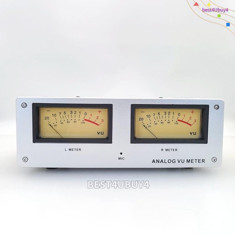 Voice Controlled Wire-free Square Analog VU Meter Alloy Panel LED Warm Backlight