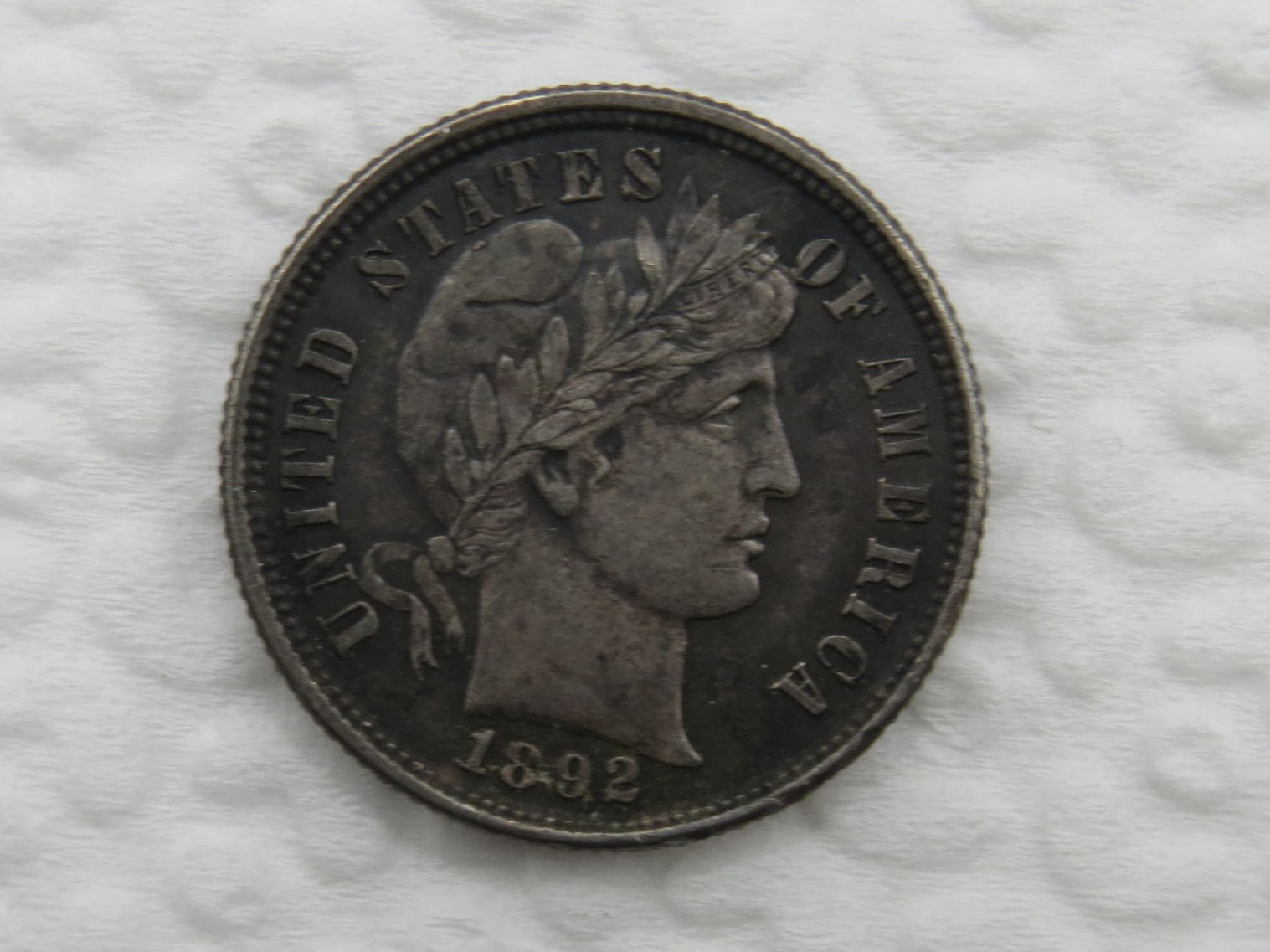 1892 P Barber Dime - AU - Beautiful Dark Toning - Sharp Strike