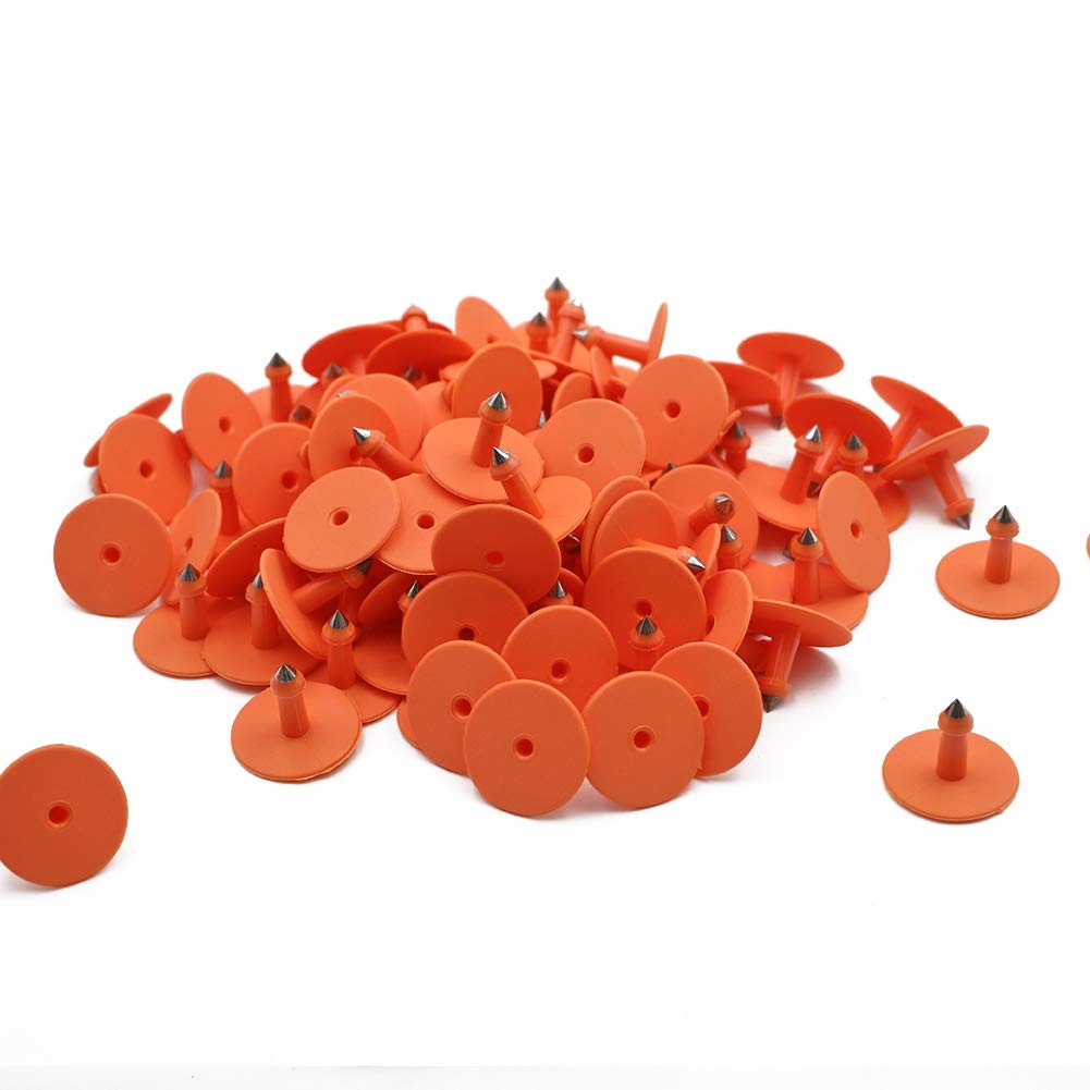 Blank Ear Tags for Cattle, Livestock, Cows, Hogs, Sheep - 100 Pack (Orange)