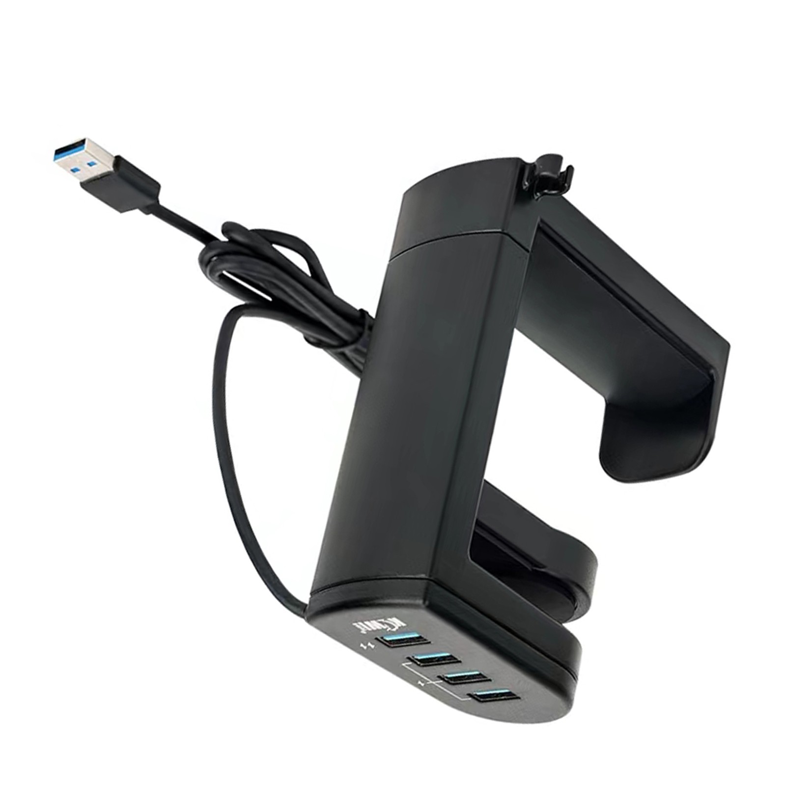360° Rotation Headset Holder Earphone Storage Hook Stand 4-Port USB Data Hub pp