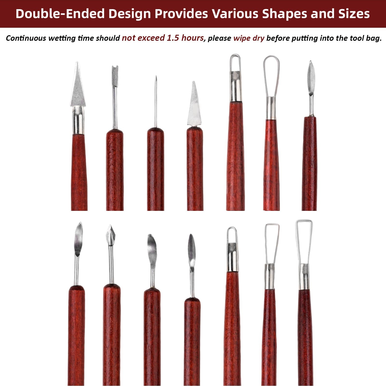 Blisstime 18PCS Clay Sculpting Tools, Basic Clay Pottery Carving Tool Kit with