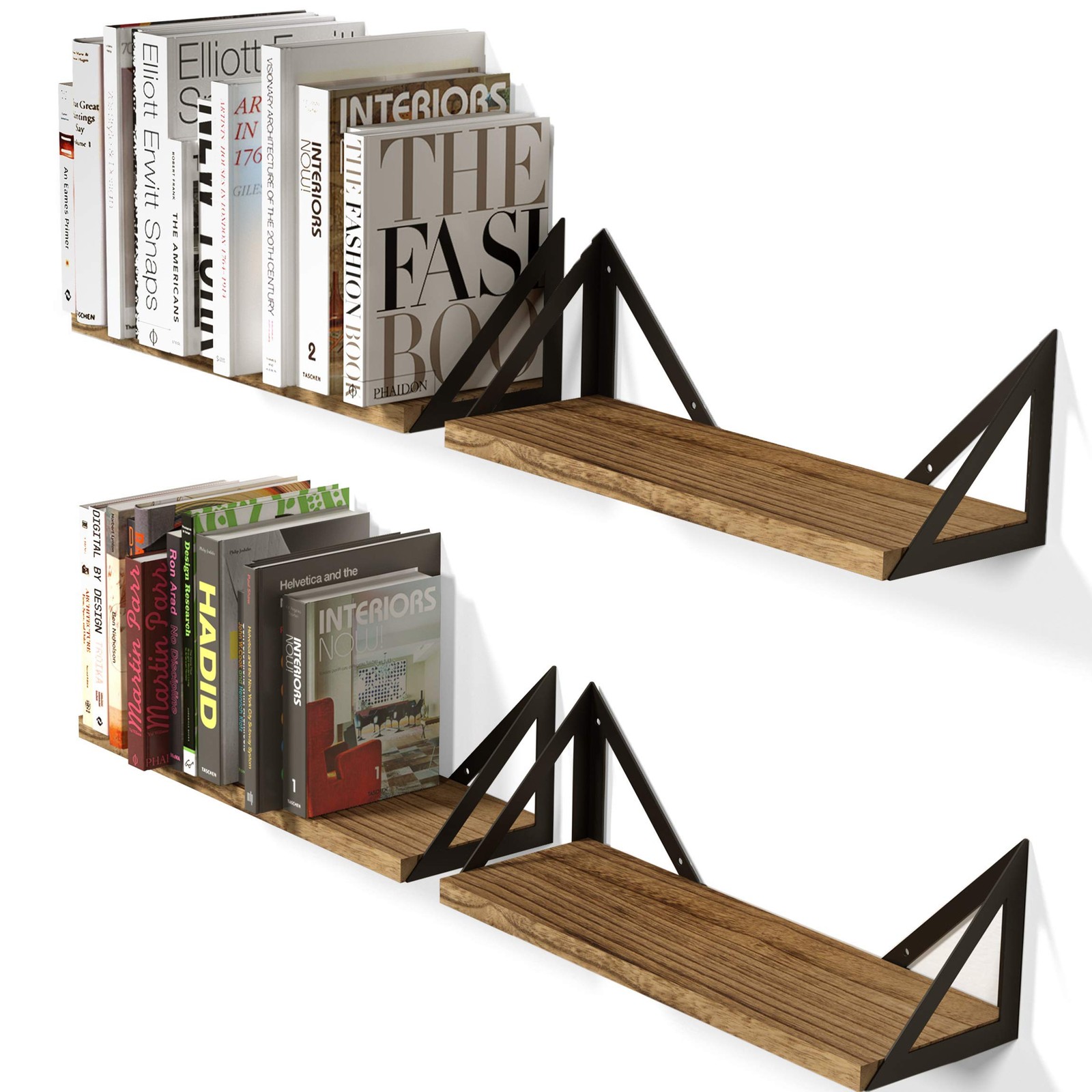 Minori Floating Shelves Set of 4, Small Bookshelf Unit for Bedroom, Office, B...