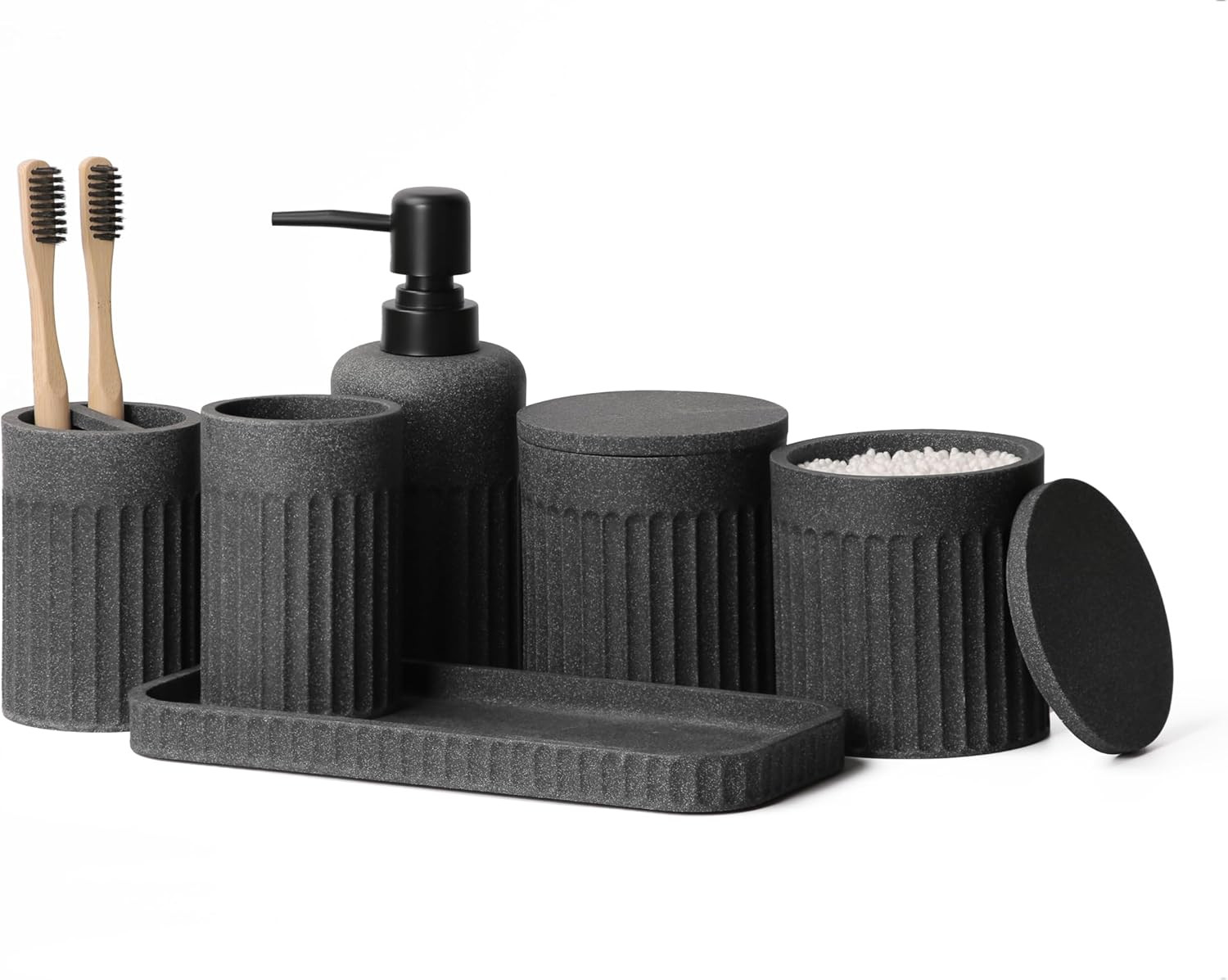 Bathroom Accessory Set - 6 Pieces Bathroom Accessories Set Complete with Soap Di