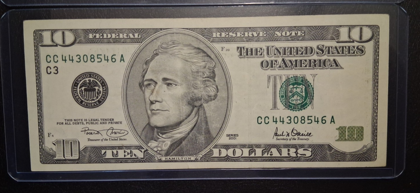 US TEN and FIVE DOLLARS 2001-2003 VF/AU