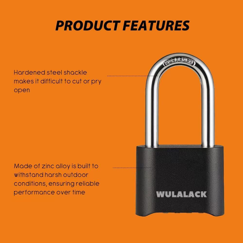 Outdoor Combination Lock, Heavy Duty Weatherproof Pad Locks with Code, Resett...