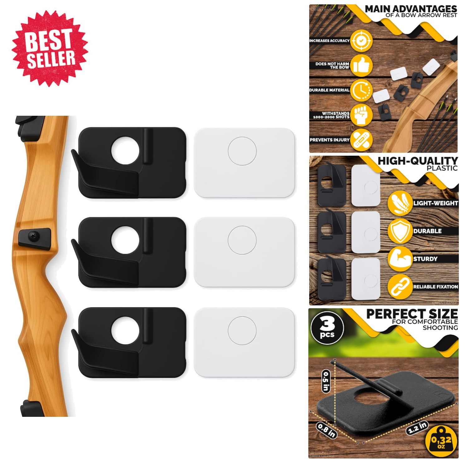 High-Accuracy Recurve Bow Arrow Rest – 6 Pcs Right-Hand for Better Shoots