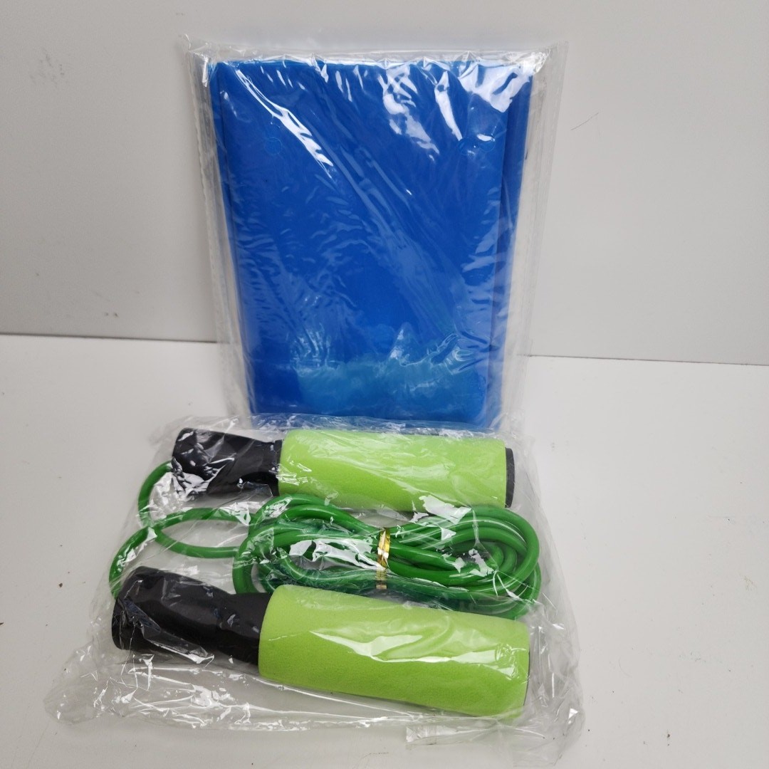 Generic Unbranded Green Jump Rope & Blue Aerobic Exercise Band Brand NEW