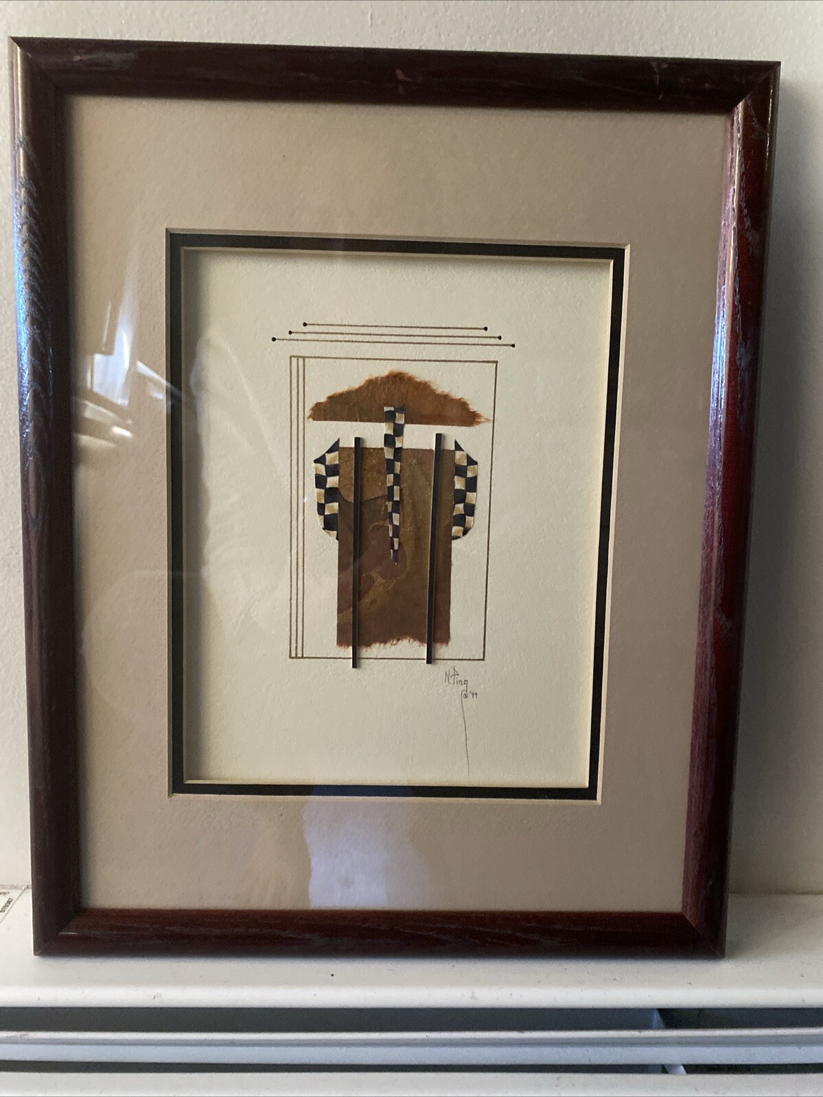 N. Ping Mixed Media Art Oshkosh, WI 1999 Matted & Framed 15” H x 11” W