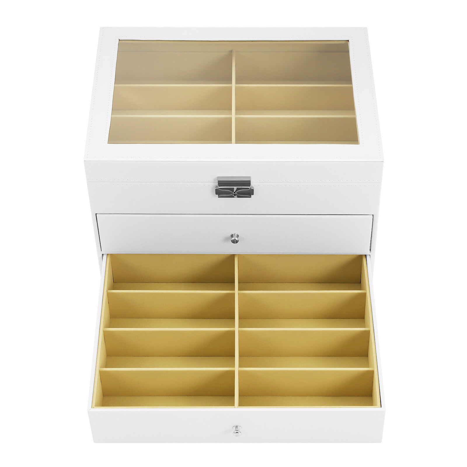 24 Slots Glasses Box Display Storage Case Organizer PU For Sunglasses White