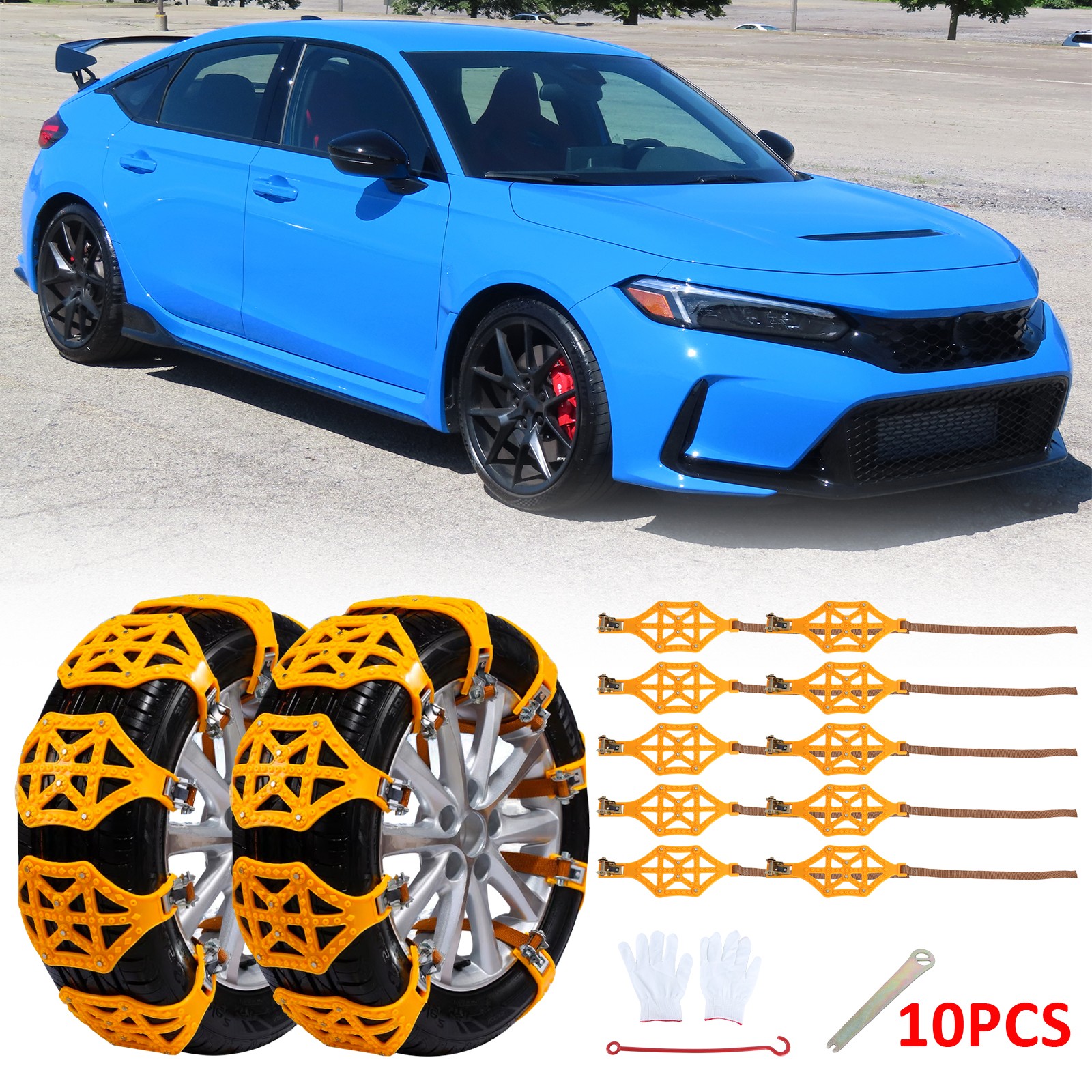 10X Car Wheel Thick Snow Tire Chain Anti Skid Emergency Mud Rain For Honda Civic