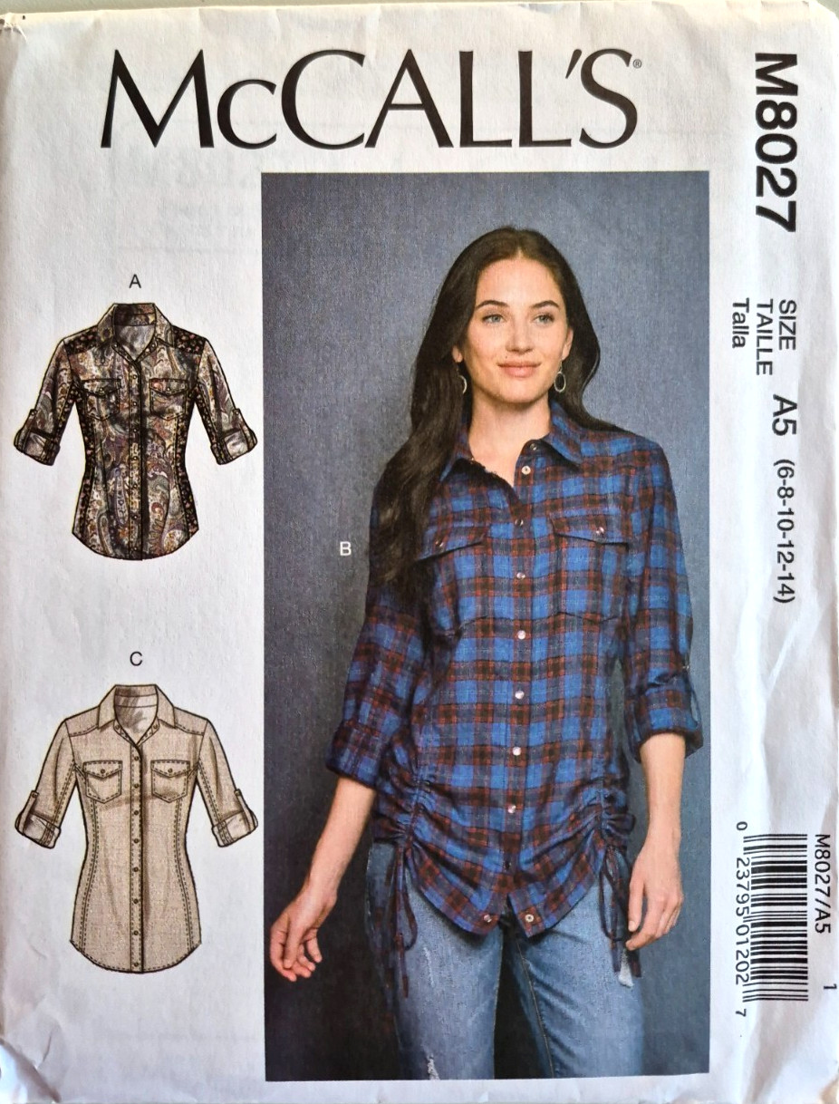 MCCALLS PATTERN 8027  TOPS   MISSES SIZES 6 8 10 12  14  UNCUT  FF