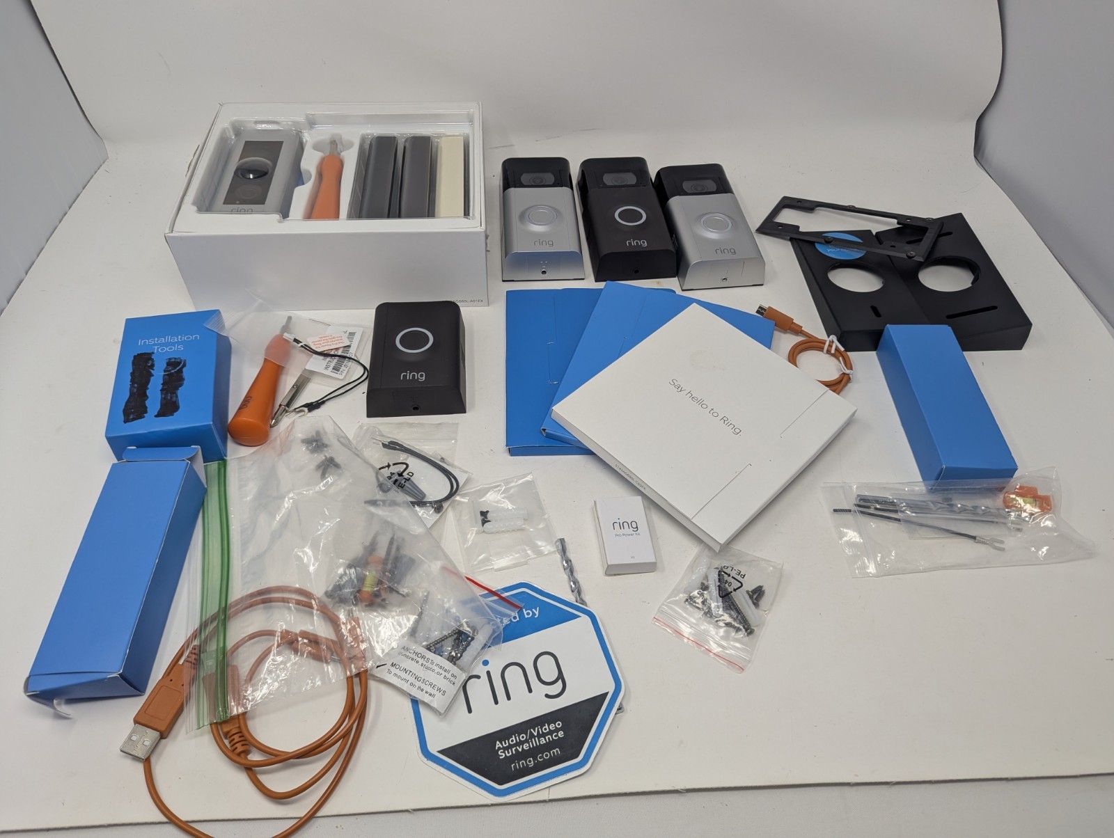 Lot of (4) Ring Doorbells & Misc. Accesories - Defective for Parts/Repair