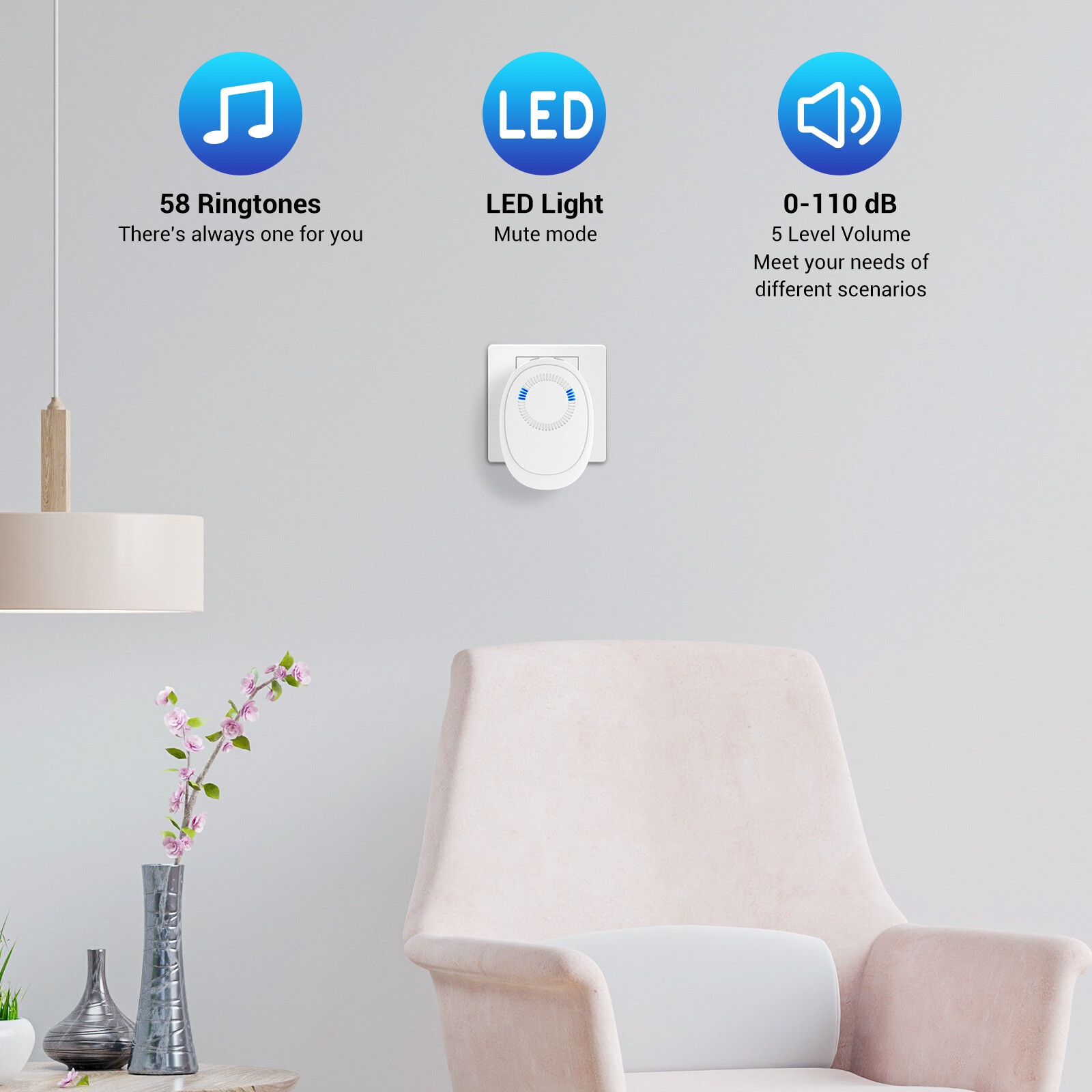 Magnetic Sensor Wireless Window Door Open Sensor Alarm 58 Chime Home Security