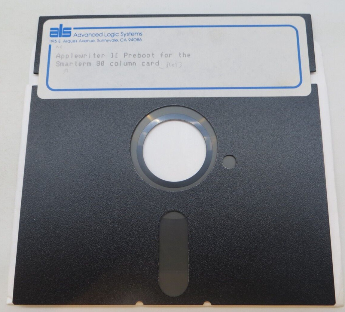 Applewriter Preboot for the Smarterm 80 Column Card 5.25" Floppy Disk