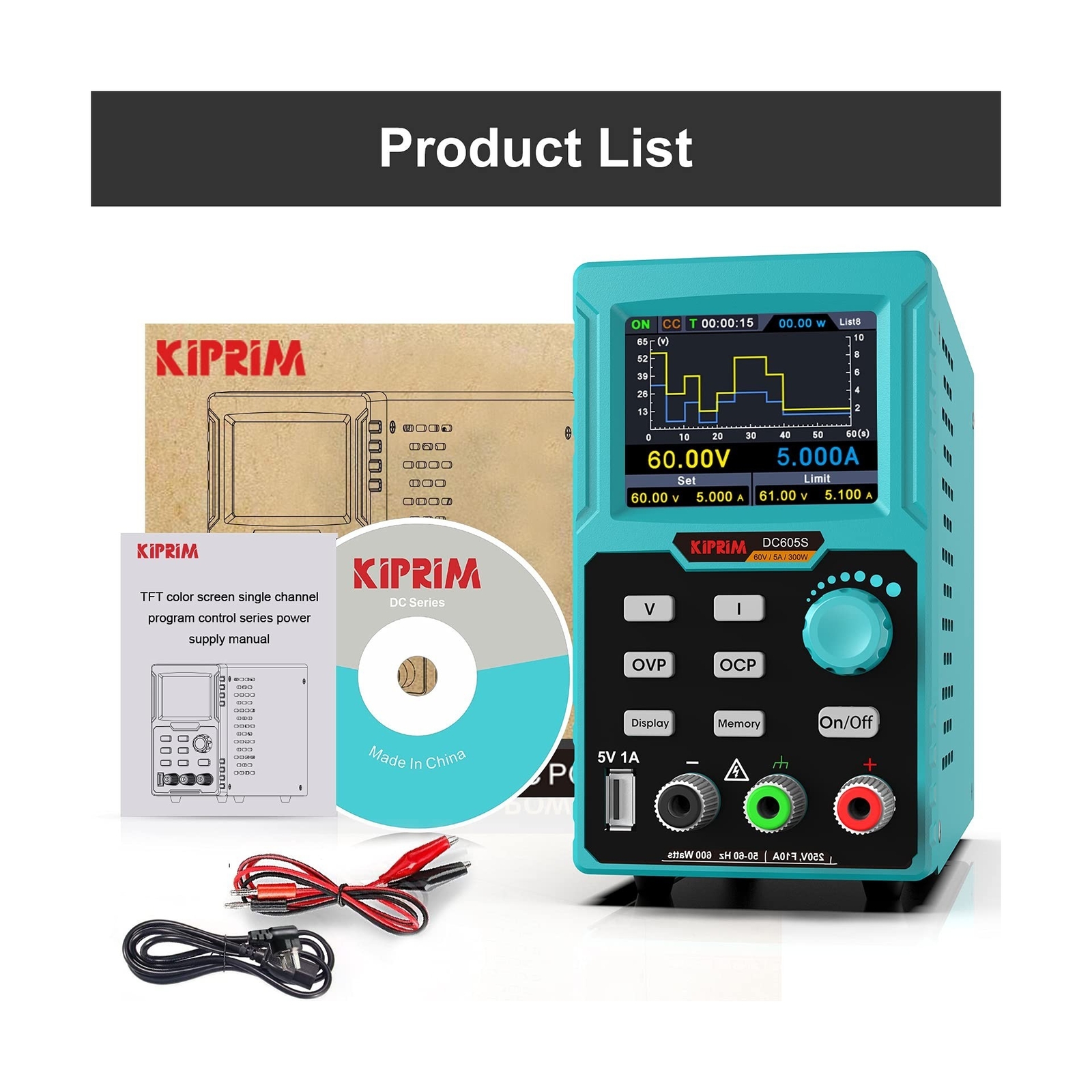 Programmable DC Power Supply (0-60 V 0-5 A) 110V Input High Precision 4-Digit...