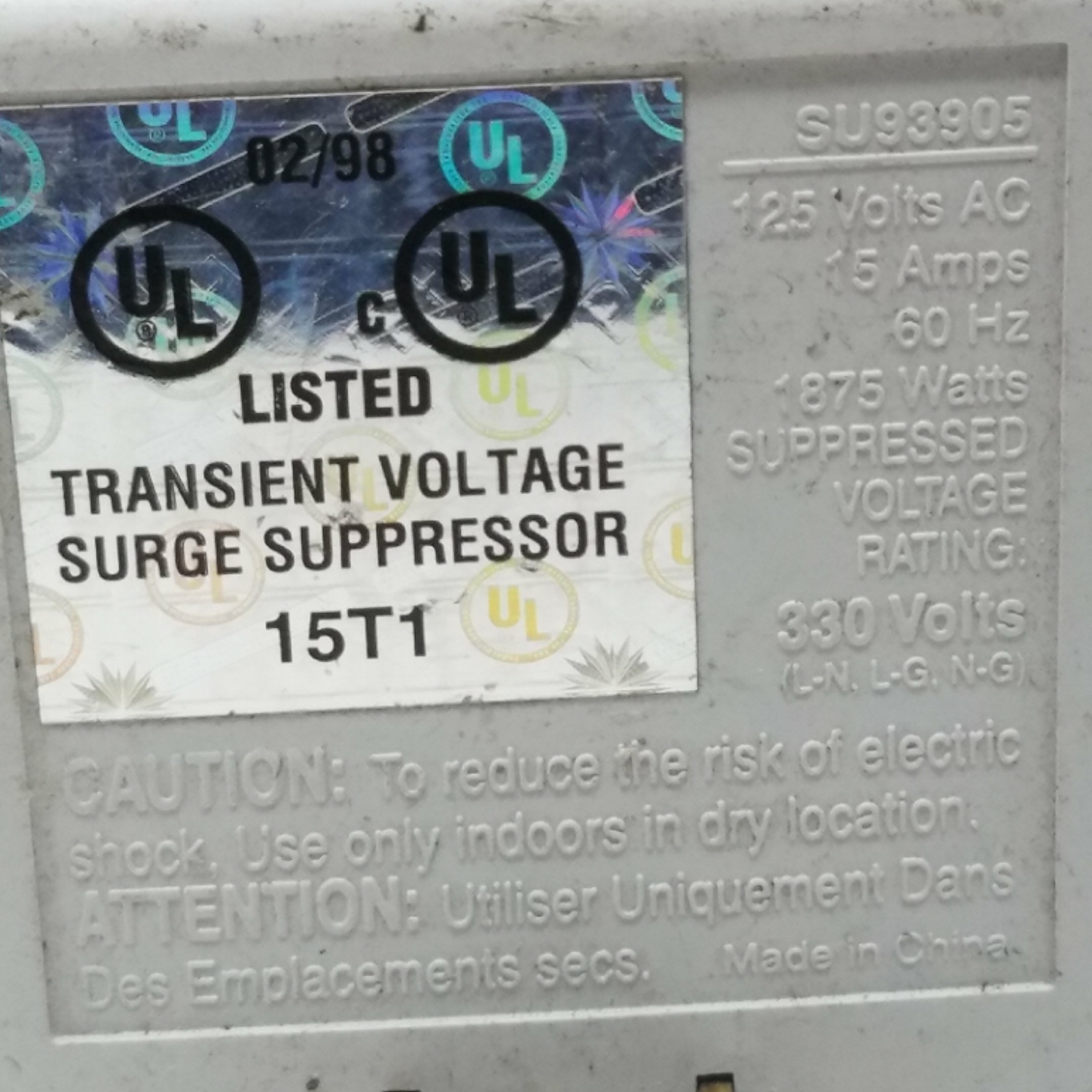 GE Surge Protector Model #SU93905