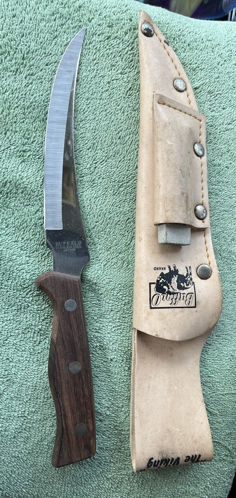 Buffalo Brand Japan Fillet Knife Stainless Steel “The Viking” with Sheath Stone