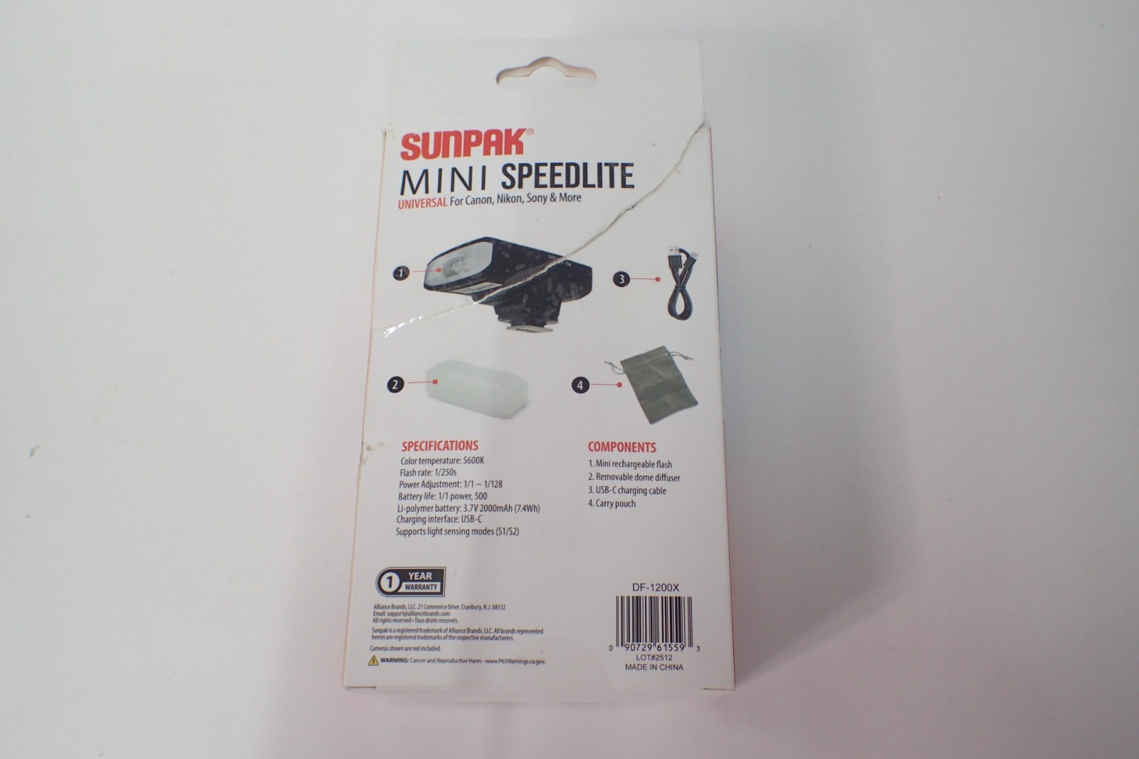 Sunpak - DF1200X Universal Mini Speedlite Flash with Built-in Battery