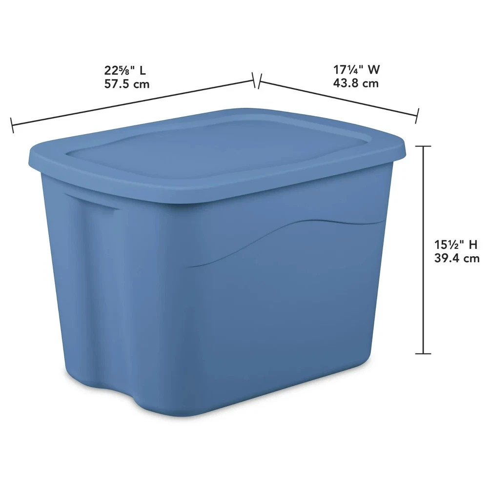 NEW Sterilite 18 Gallon Plastic Storage Bin with Snap-on Lid, Light Blue, 8 Pack