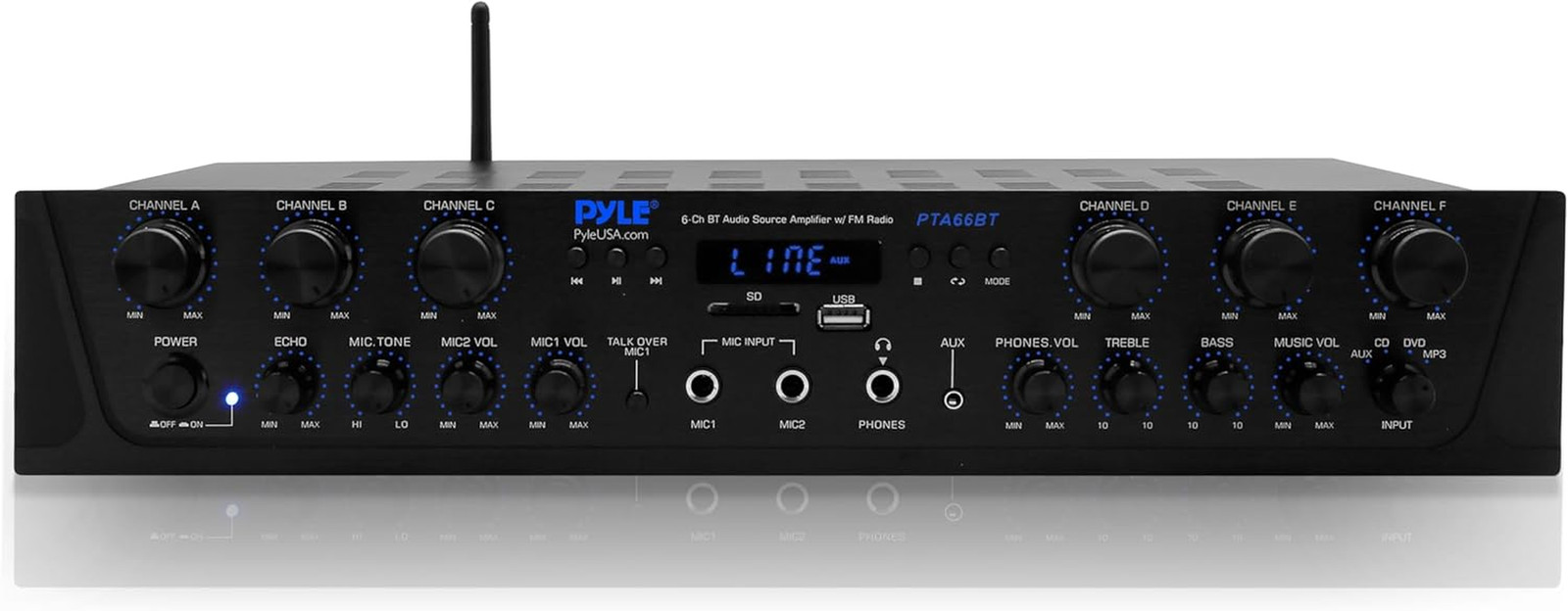 Bluetooth Home Audio Amplifier - 6 Channel Stereo Receiver Amp, 600 Watt Power,