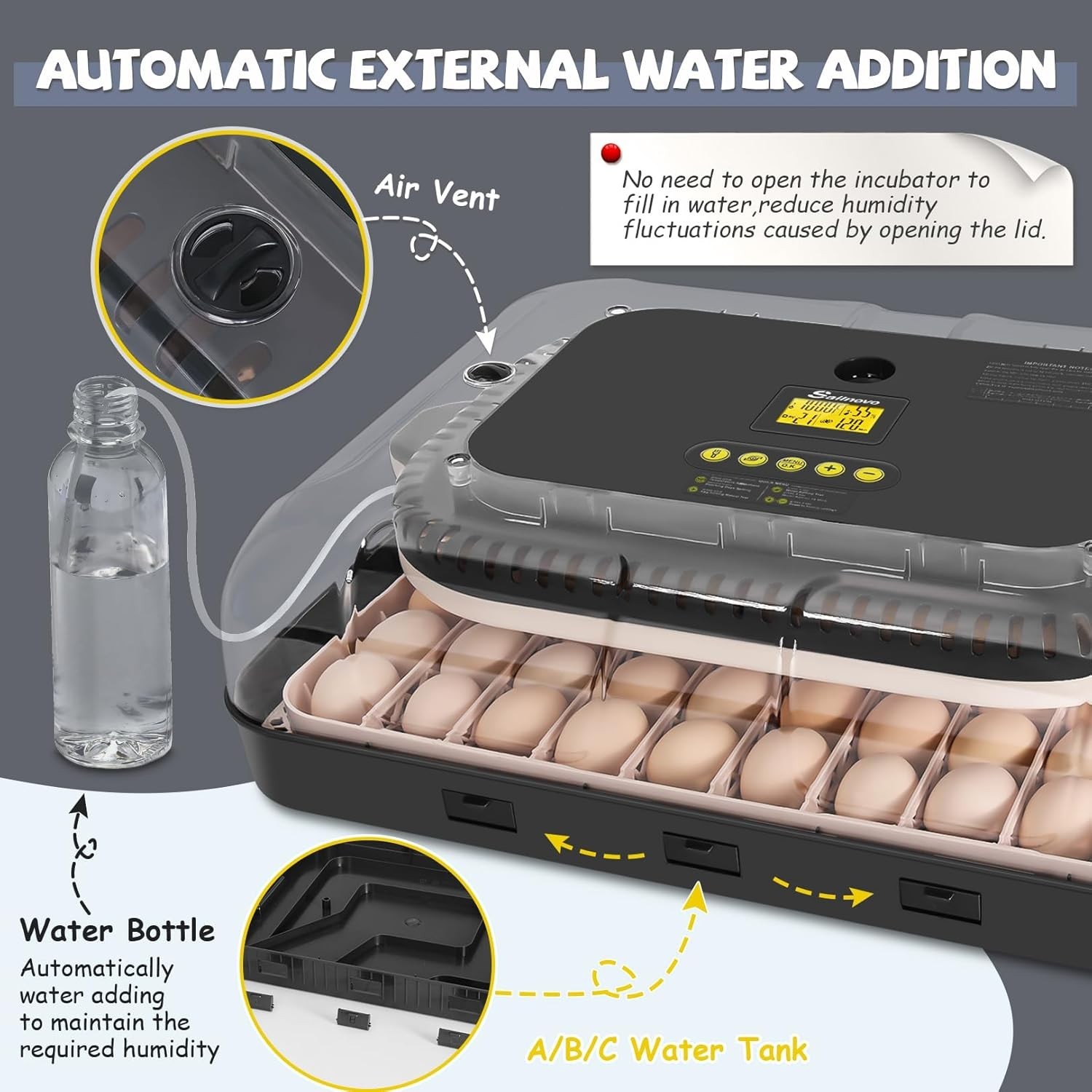 70 Egg Incubator with Automatic Egg Turning & Temperature Humidification Control