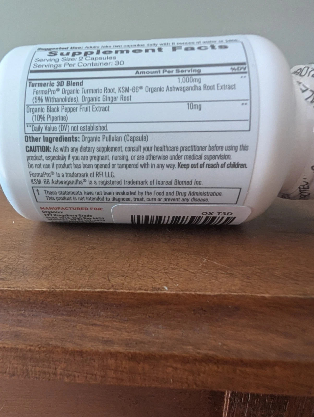 Organixx Tumeric 2D, Healthy Inflammation Support, Increased Absorption, exp7/26