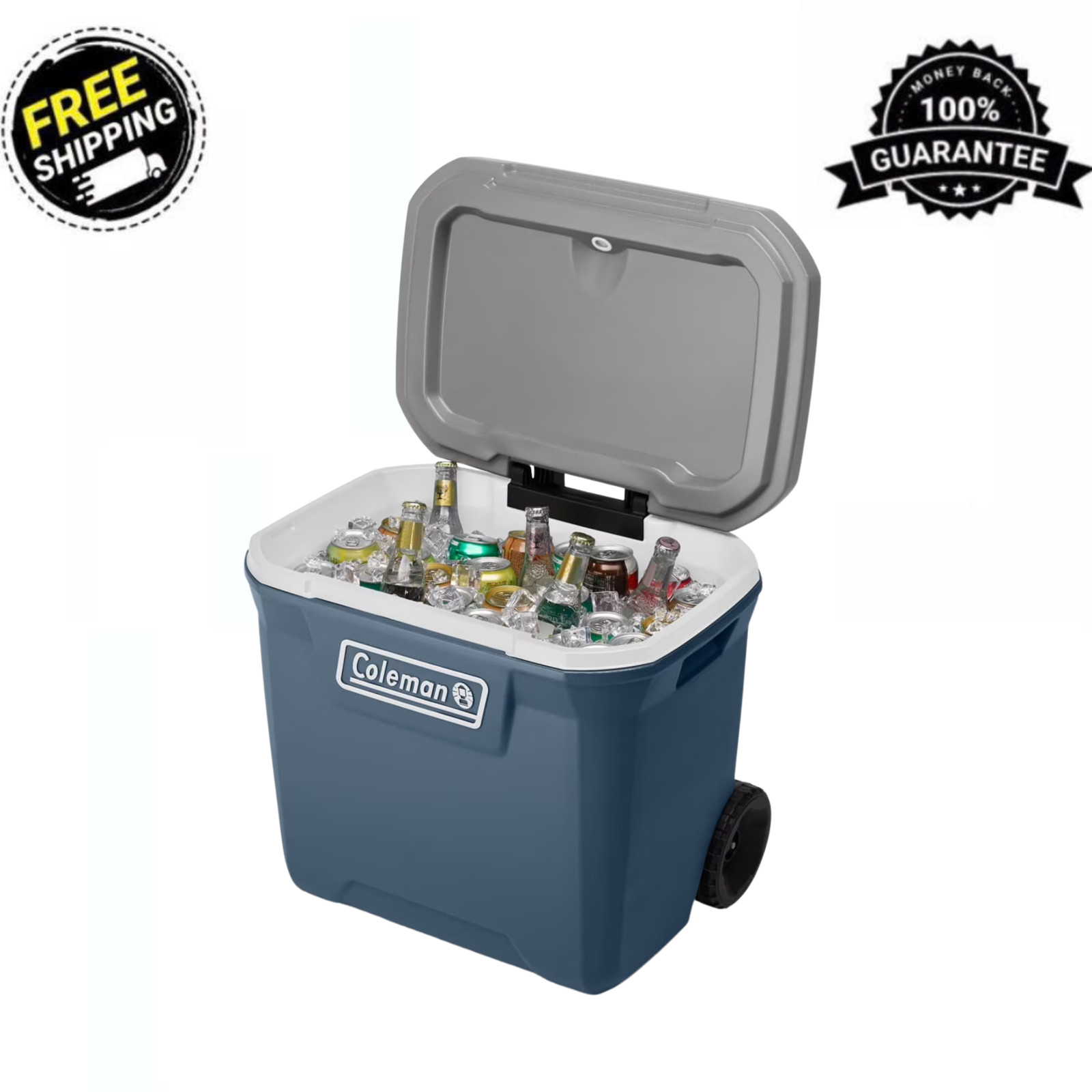 Coleman 316 Series 60QT Hard Chest Wheeled Cooler Lakeside Blue Heavy Duty