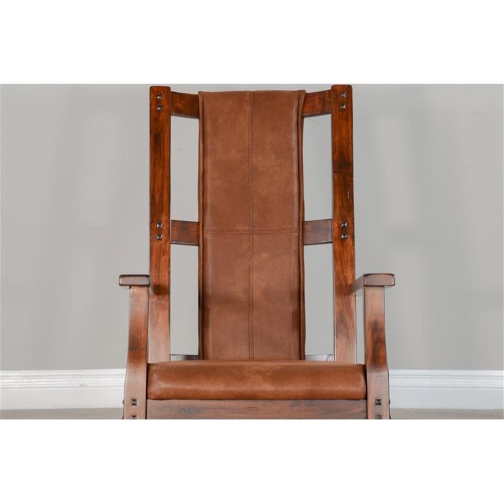 Maklaine Farmhouse Mahogany Wood Rocking Chair in Dark Chocolate