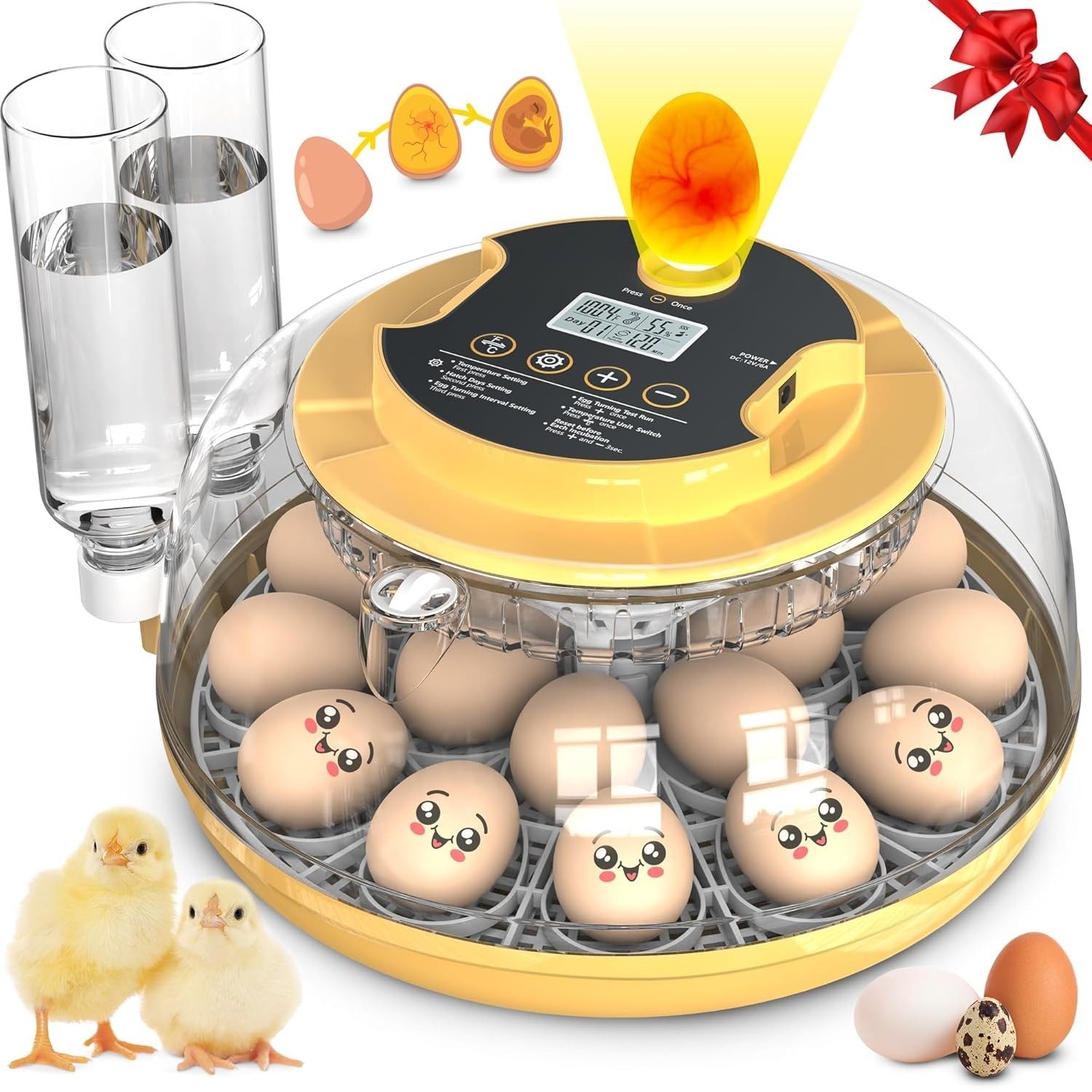 Incubadora de 18/36 huevos con volteo automático de huevos y control de humedad