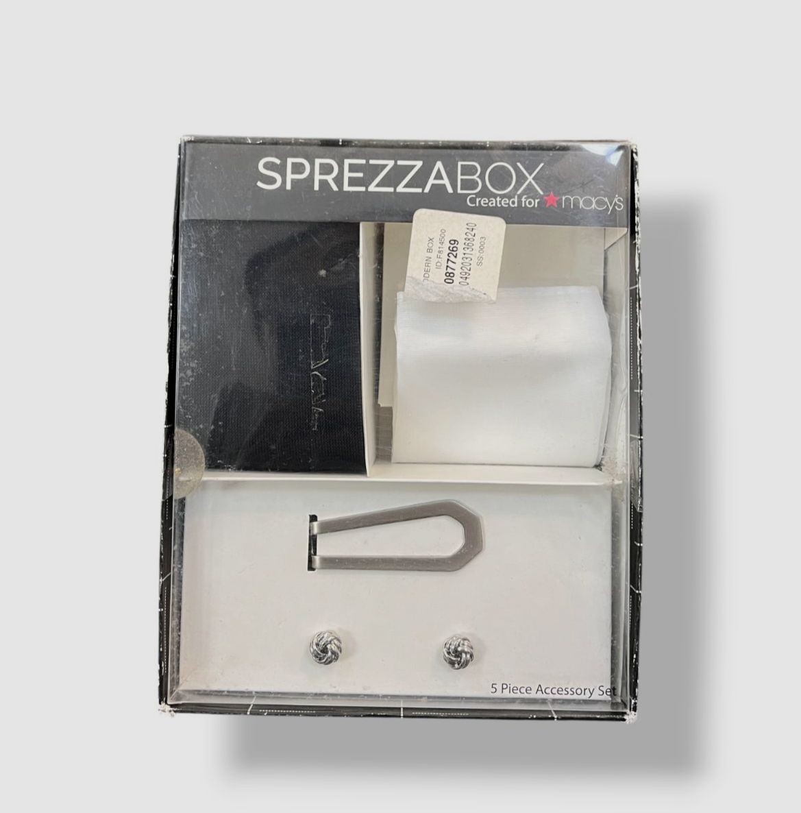 Sprezzabox Mens Black 5-Piece Cufflinks Money Clip Socks Tie Pocket Square OS