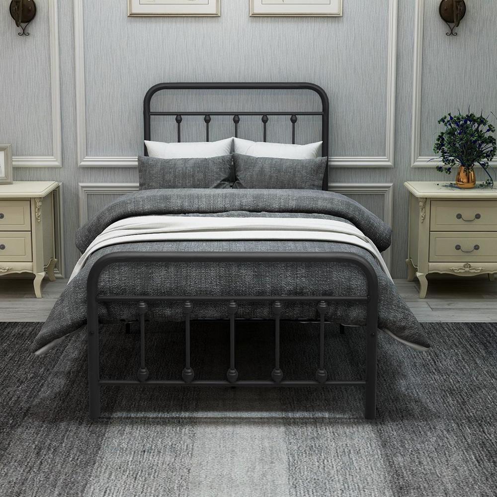 Sturdy Twin Size Bed Frame No Box Spring Needed and Noise Free Black