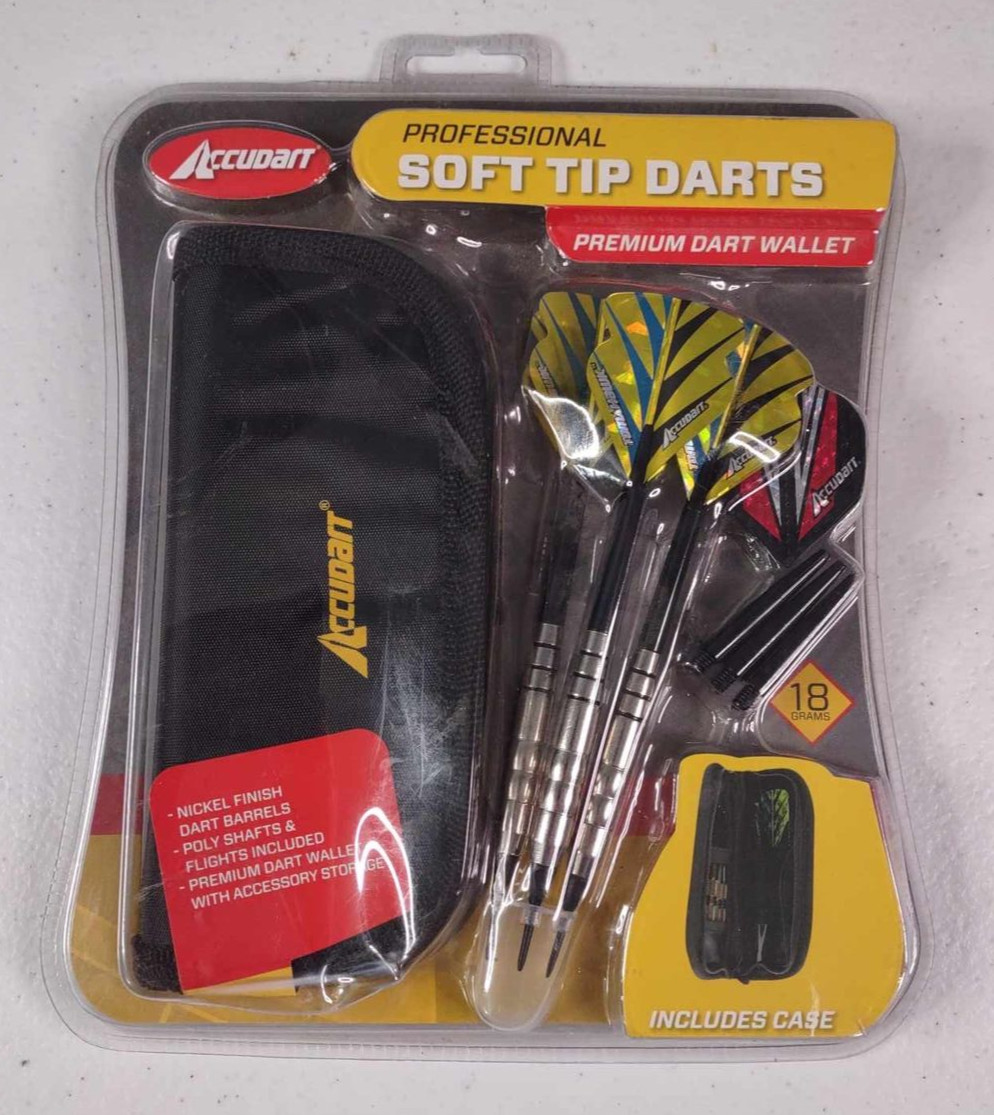 Accudart Soft Tip Darts Wallet & 50 Tips + Narwhal Darts 3 Pack Lot
