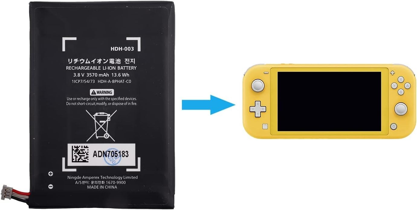 Lithium-Ion Battery Compatible with Switch Lite - 3570mAh, Tools Included