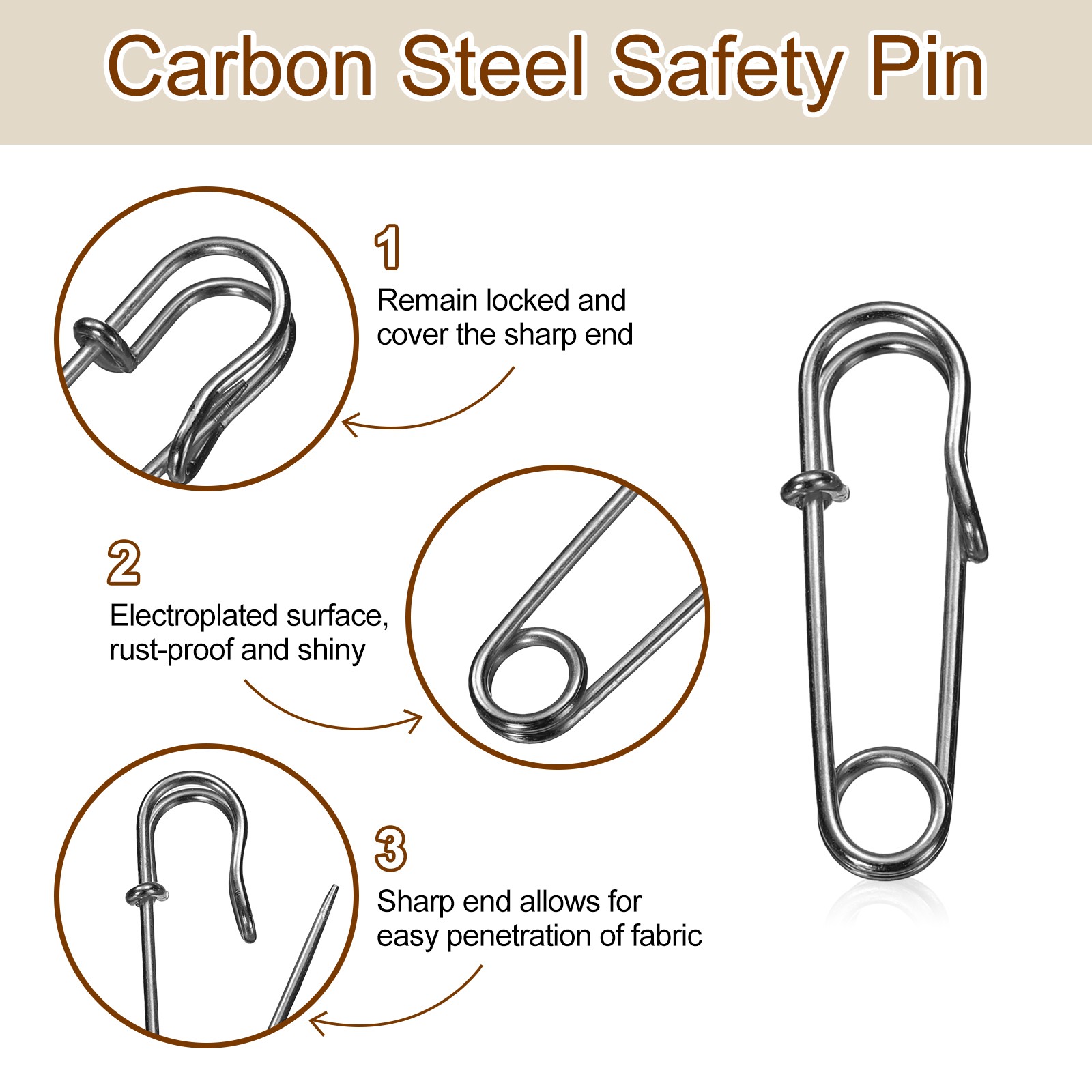 20pcs Safety Pins 27mm Electroplated Large Safety Pin for Clothes Gunmetal