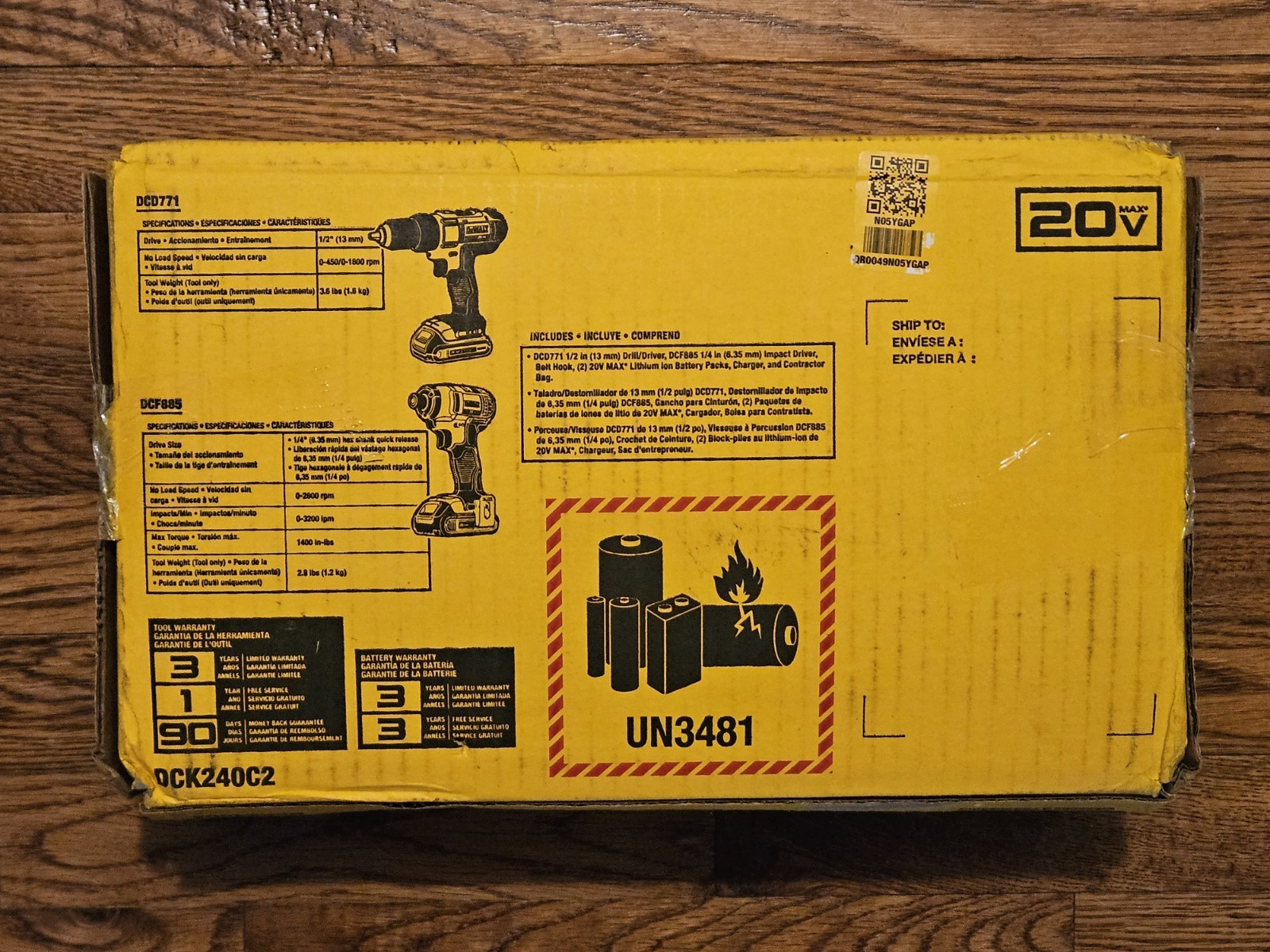 DEWALT DCK240C2 20V MAX Cordless Drill/Driver Power Impact Driver Combo Kit