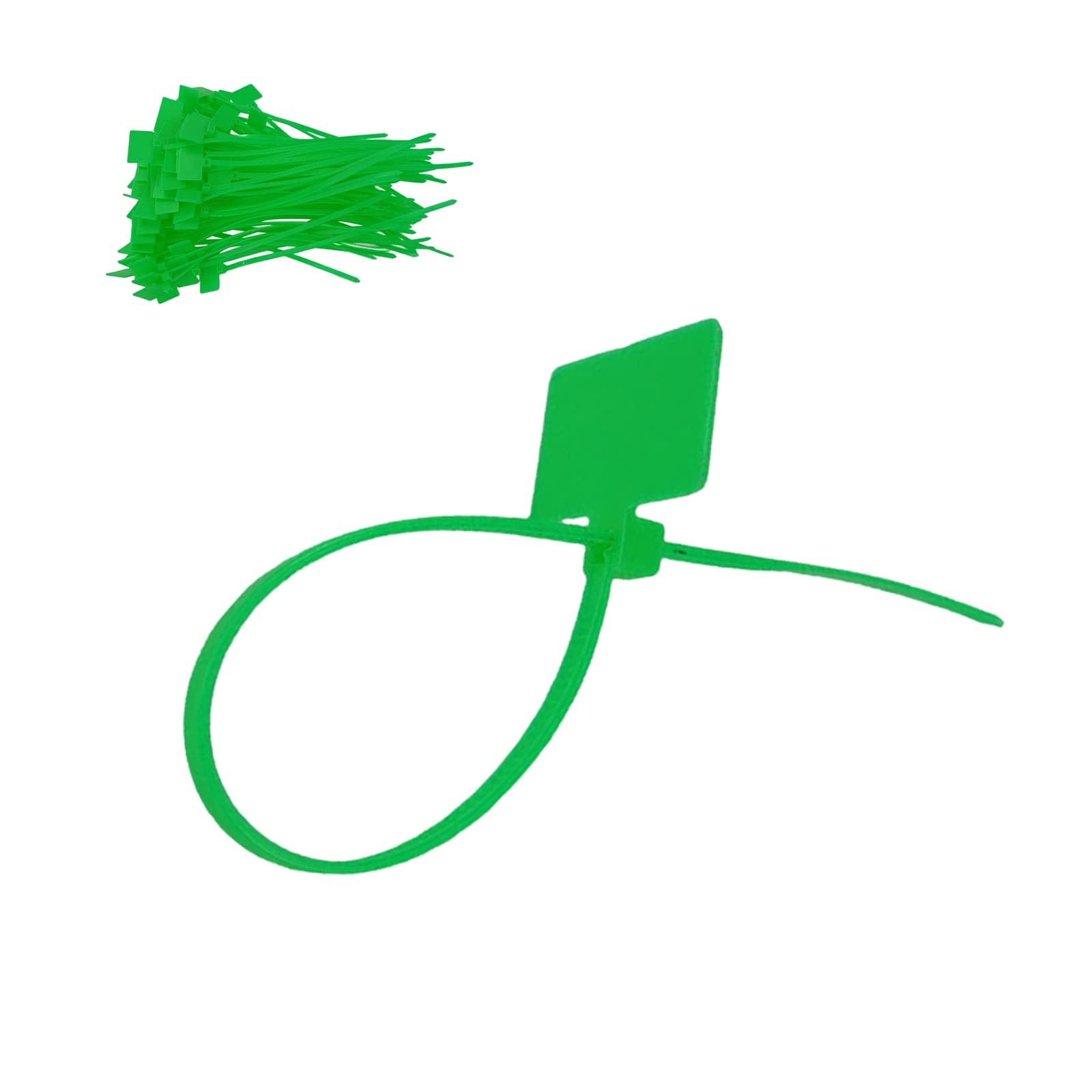 100 PCS Nylon Cable Zip Ties with Lable Tag Green Strong 6 Inch Writable Marker