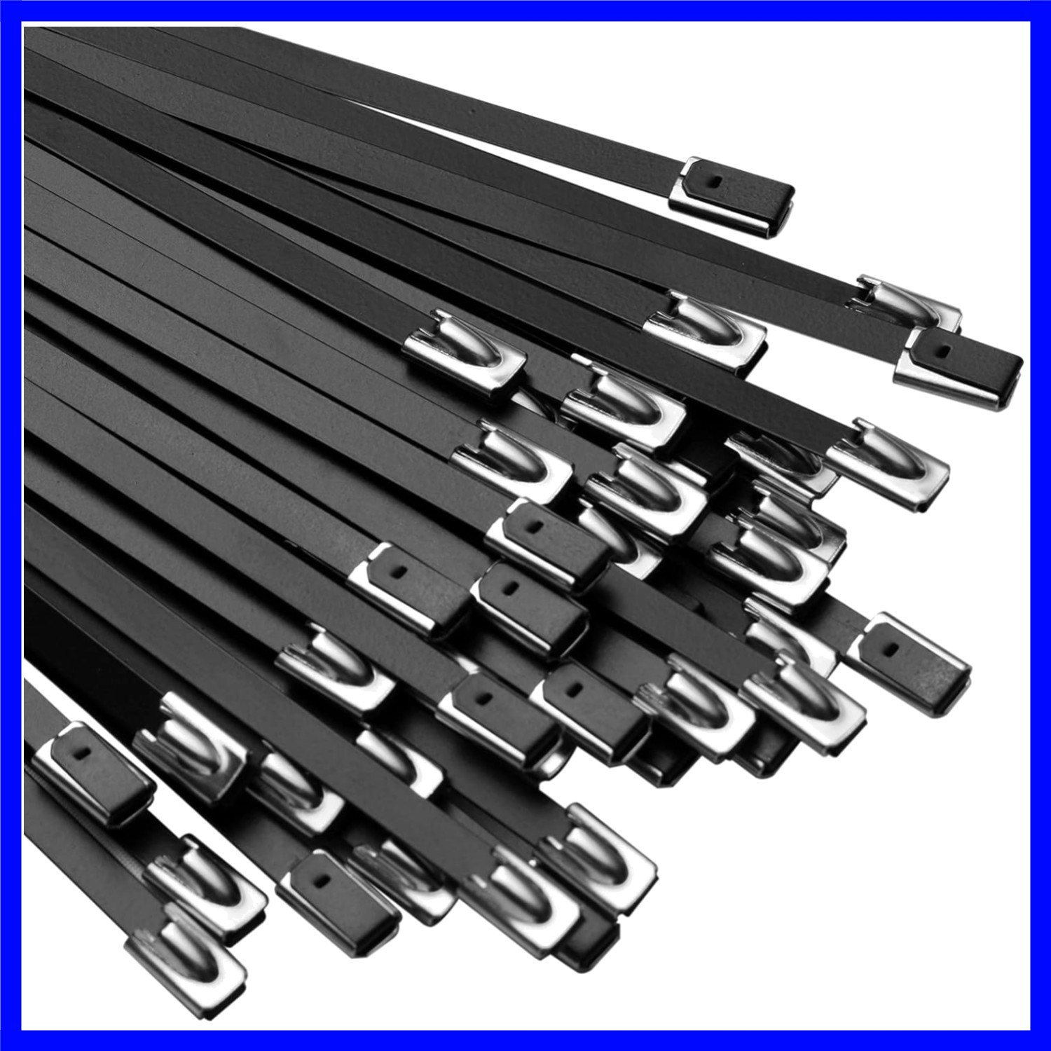 Black 304 Stainless Steel Zip Ties, 30 PCS 11.8" Metal Cable Ties with Storag...