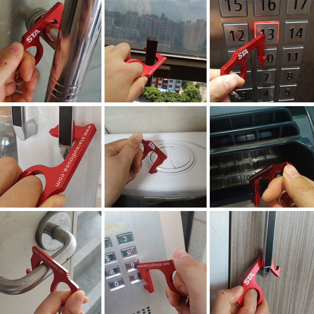 8Pcs Contactless Keychain Anti-Microbial Keychain No Touch Hand Tool Door Open