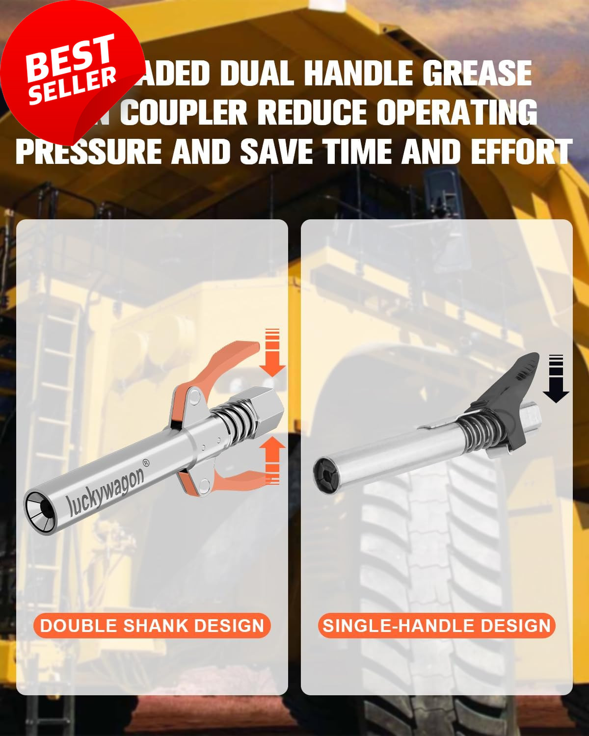 Grease Gun Coupler Extra Long High Pressure 10,000 PSI Quick Locking Release