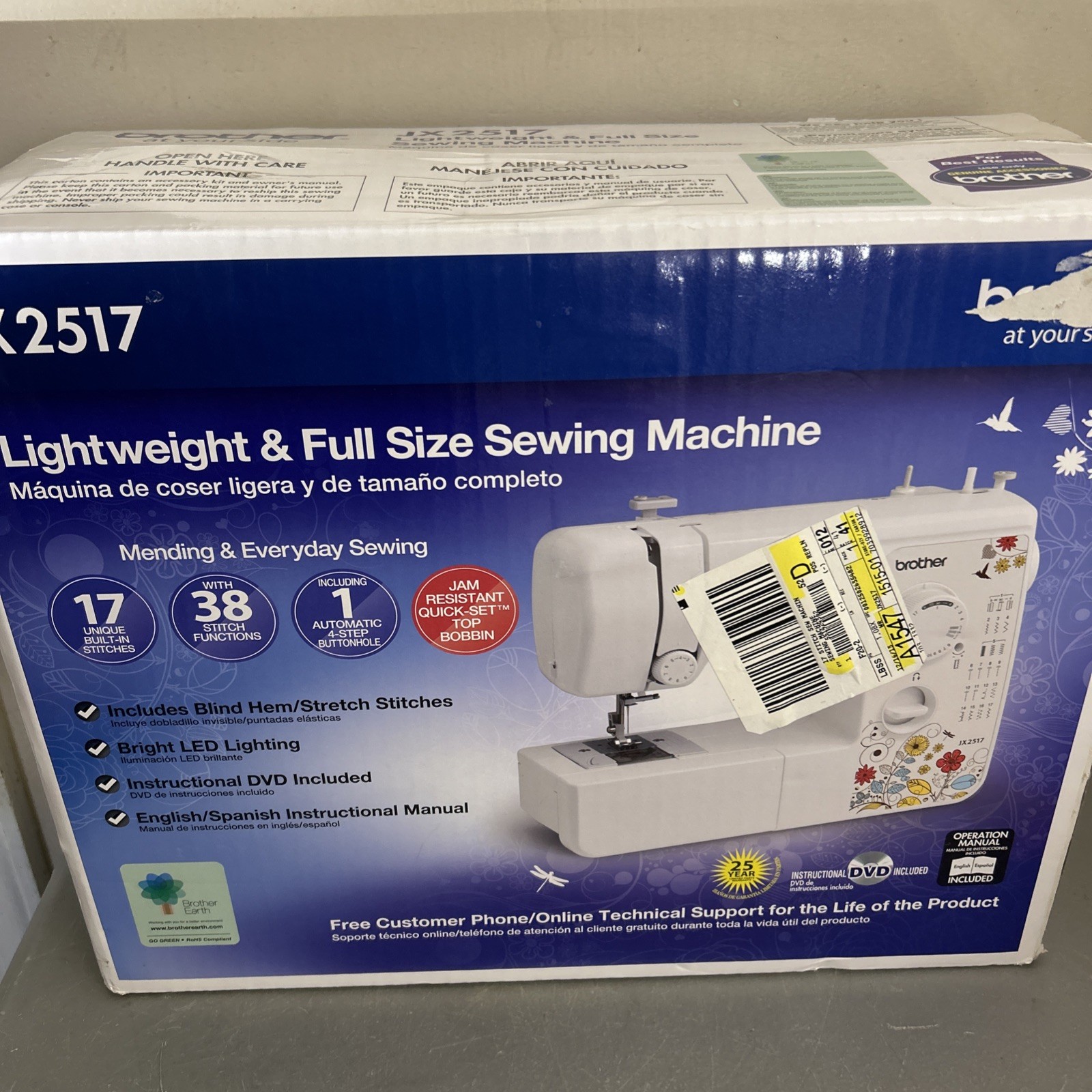 Brother Jx2517 17 Stitch Sewing Machine With Pedal/ Manual/ Instructions And Box