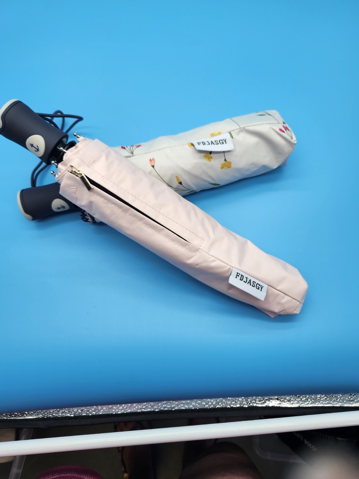 Lot of 2 FDJASGY Compact Folding Umbrellas | Floral Design | Windproof Travel Ra