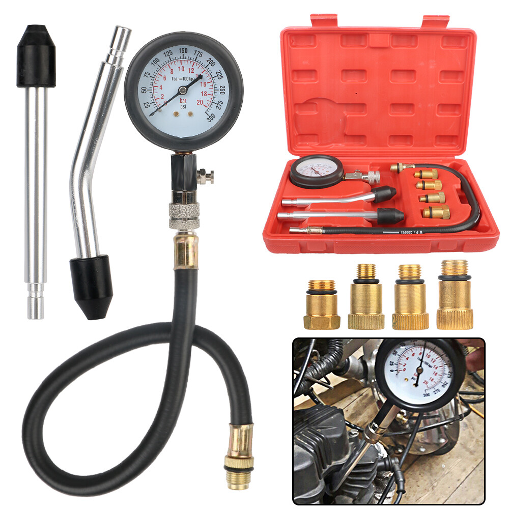 Small Engine Cylinder Compression Gauge Tester Kit Gas Diagnostic Tester Set