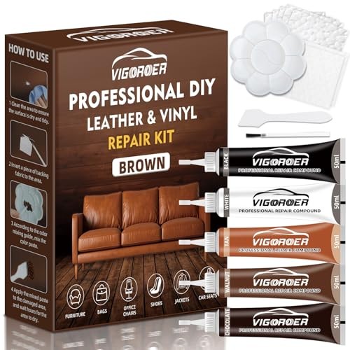 Brown Leather Repair Kit for Furniture, Leather Couch Repair Kit for BLRK-001
